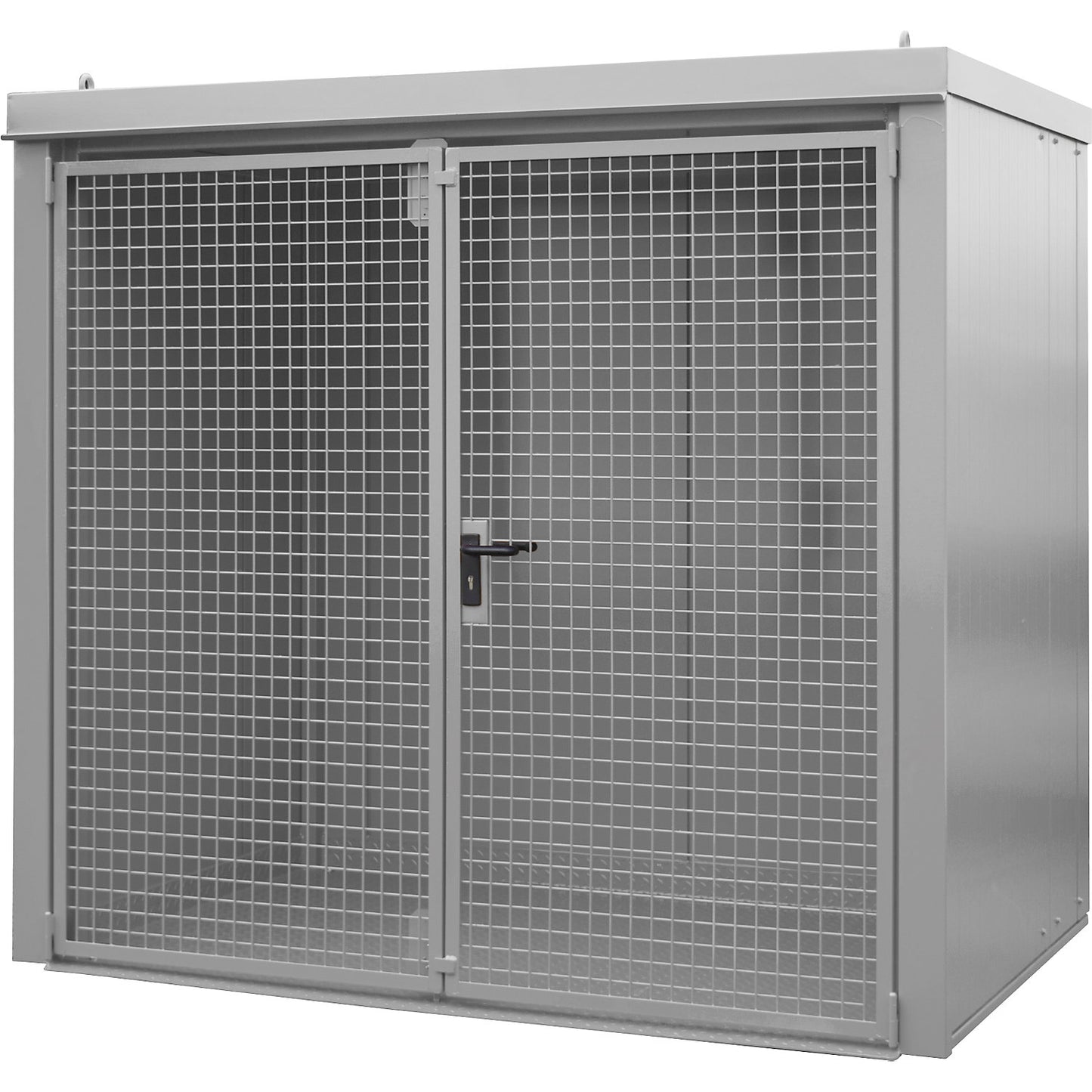 Gas cylinder container, fire resistant, for 45 cylinders with Ø 230 mm, grey.