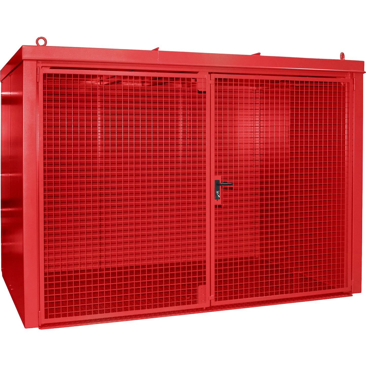 Gas cylinder container, fire resistant, for 60 cylinders with Ø 230 mm, red.
