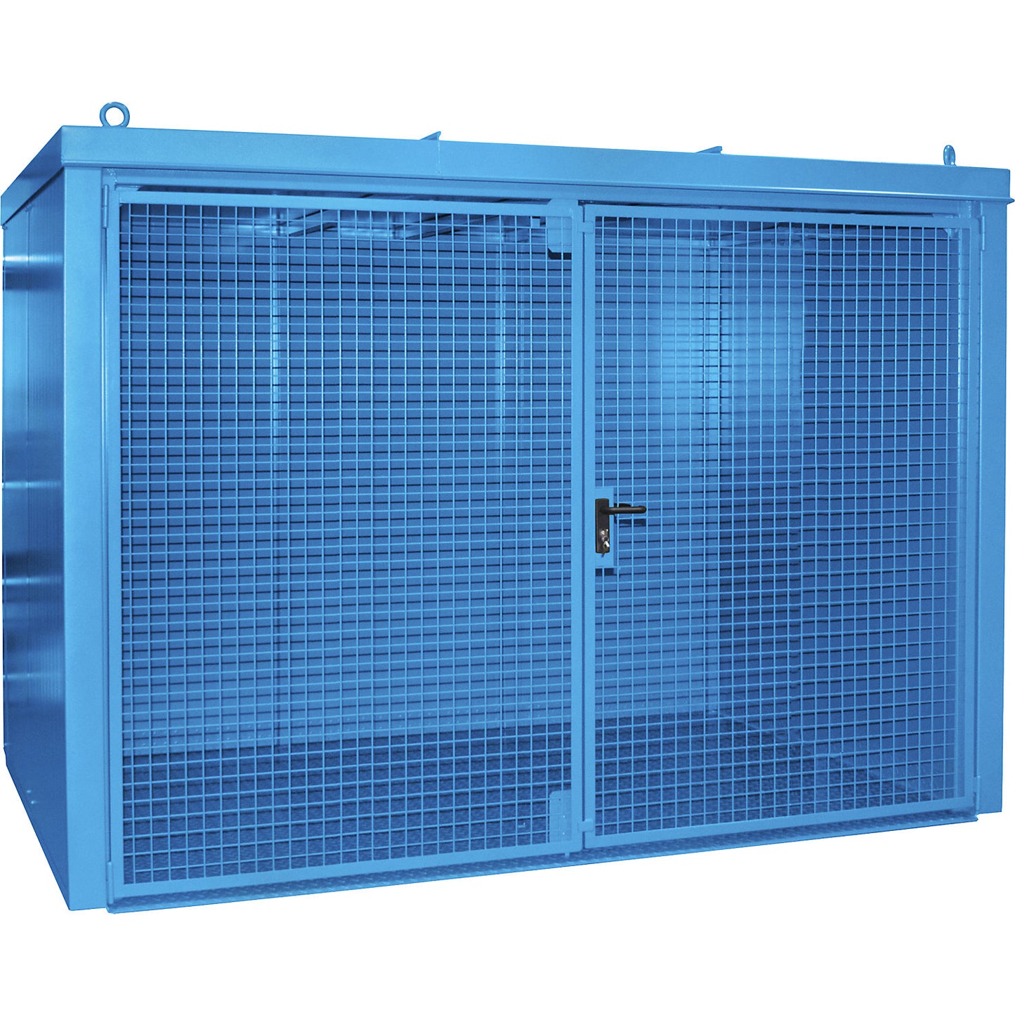 Gas cylinder container, fire resistant, for 60 cylinders with Ø 230 mm, blue.