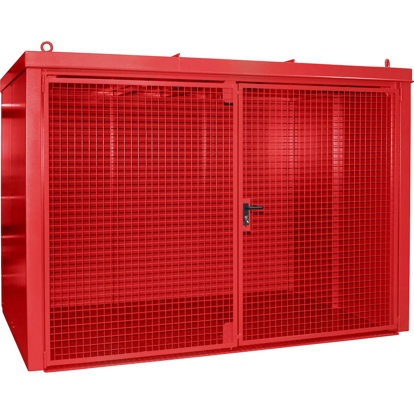 Gas cylinder container, fire resistant, for 96 cylinders with Ø 230 mm, red.