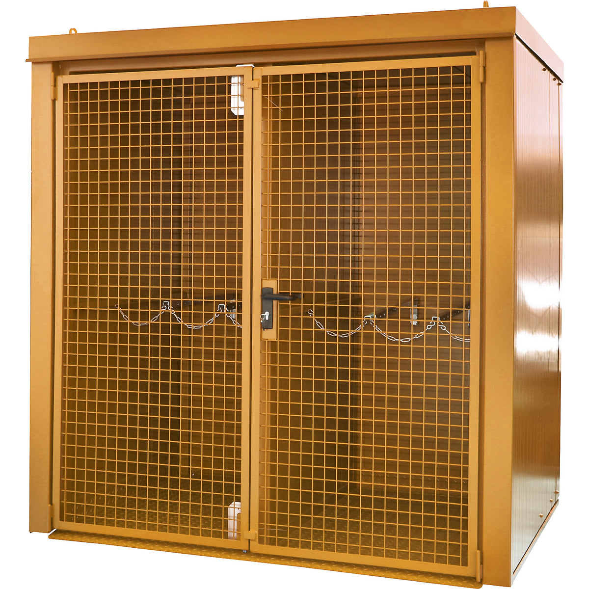 Gas cylinder container with divider, fire resistant, for 35 cylinders with Ø 230 mm, orange.
