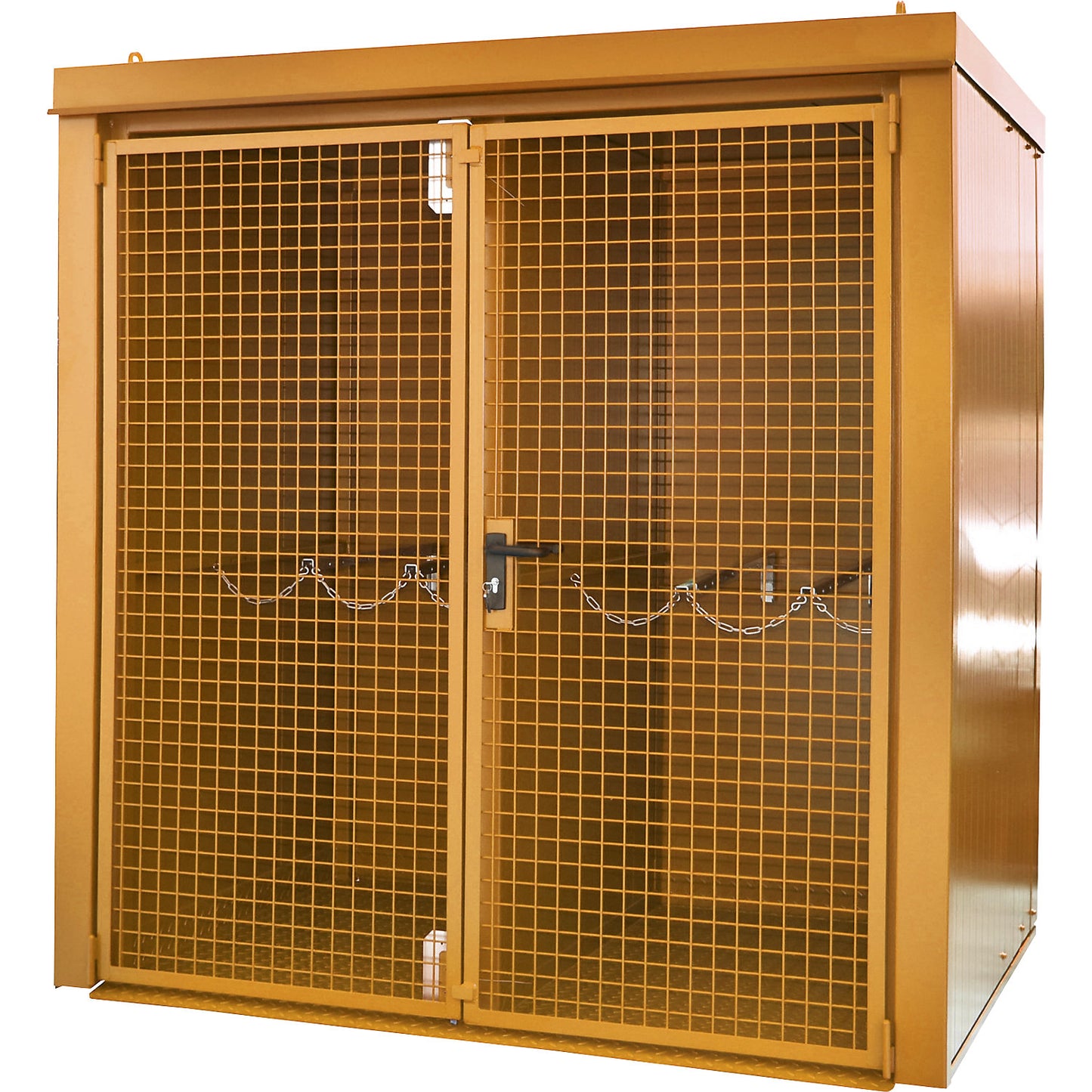Gas cylinder container with divider, fire resistant, for 35 cylinders with Ø 230 mm, orange.