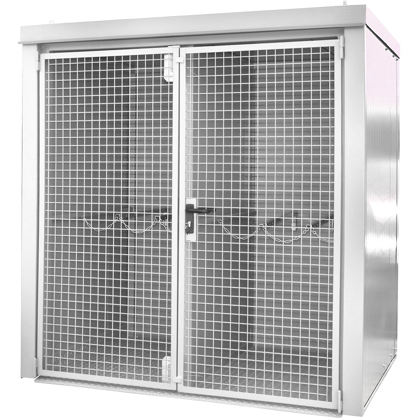 Gas cylinder container with divider, fire resistant, for 35 cylinders with Ø 230 mm, white.