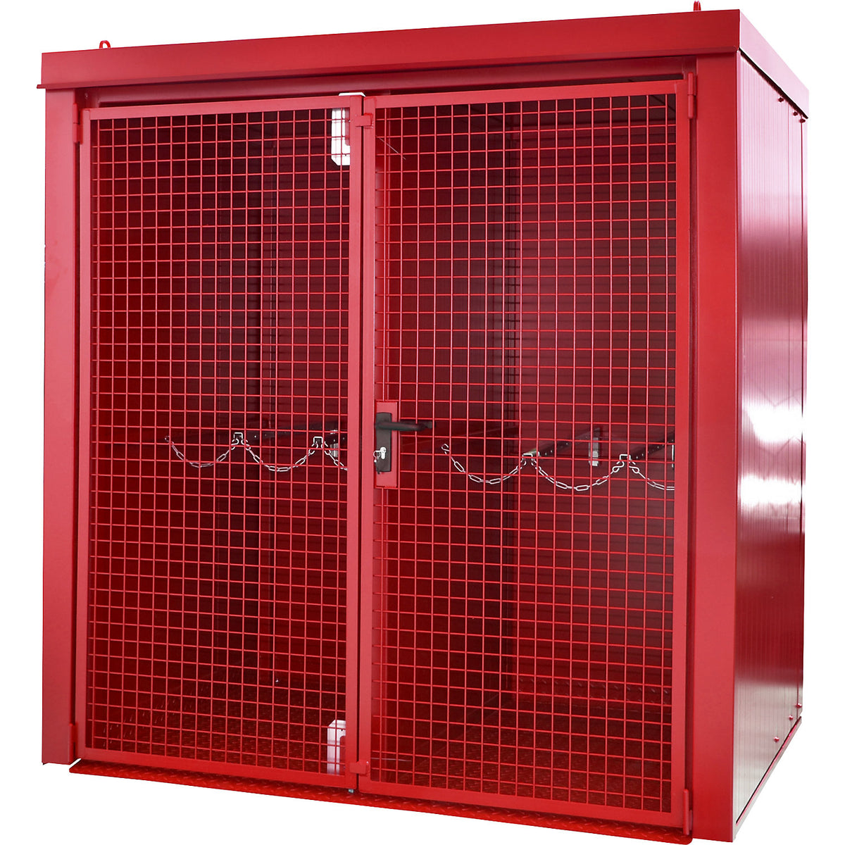 Gas cylinder container with divider, fire resistant, for 35 cylinders with Ø 230 mm, red.