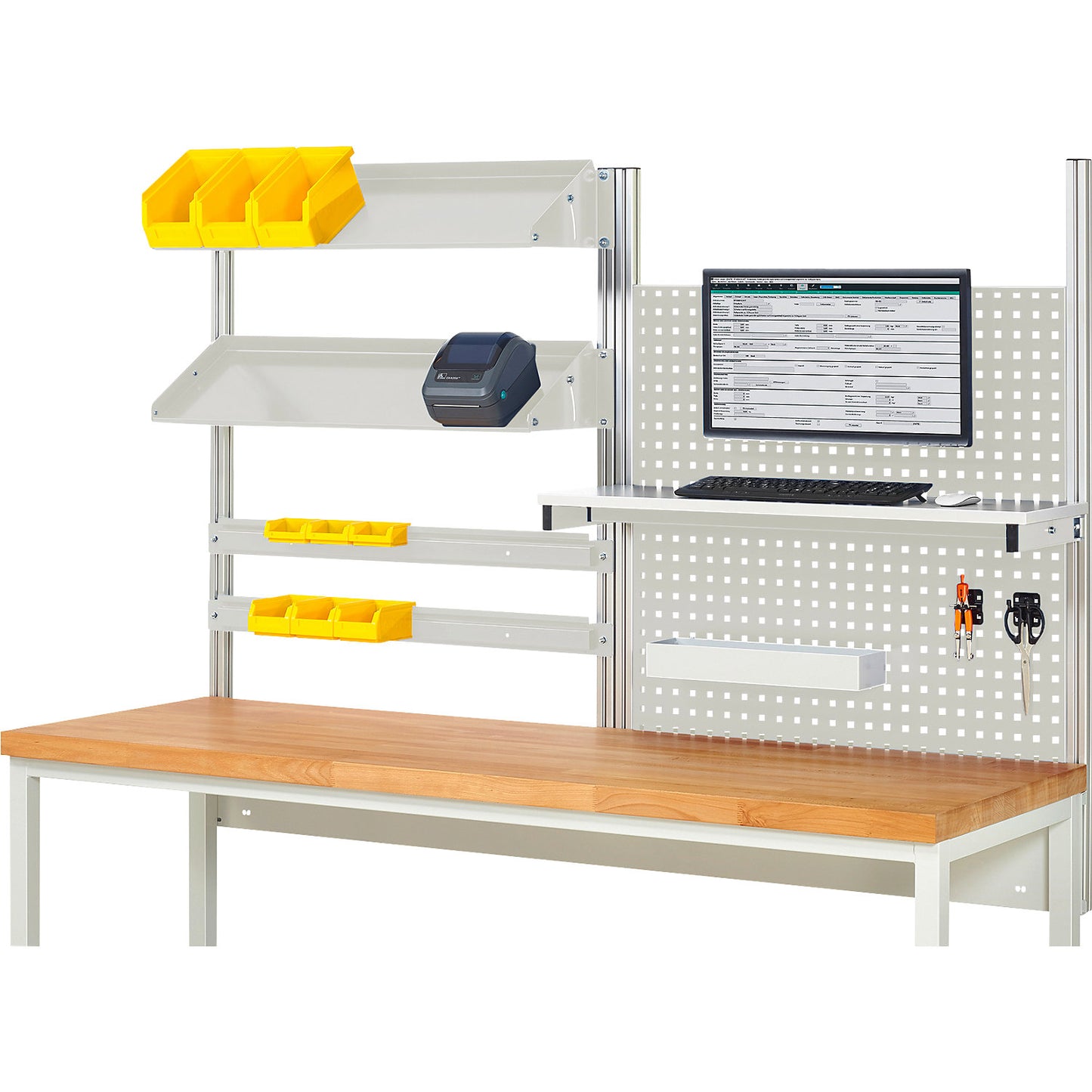 Complete modular system set 5, for workbench, width 2000 mm.