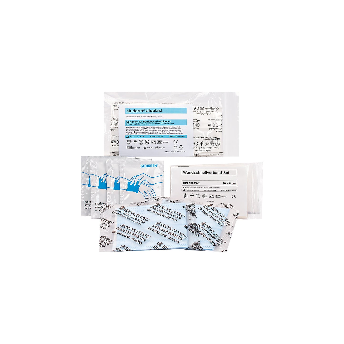 First aid material, supplementary set, DIN 13157, DIN amendment 2021.