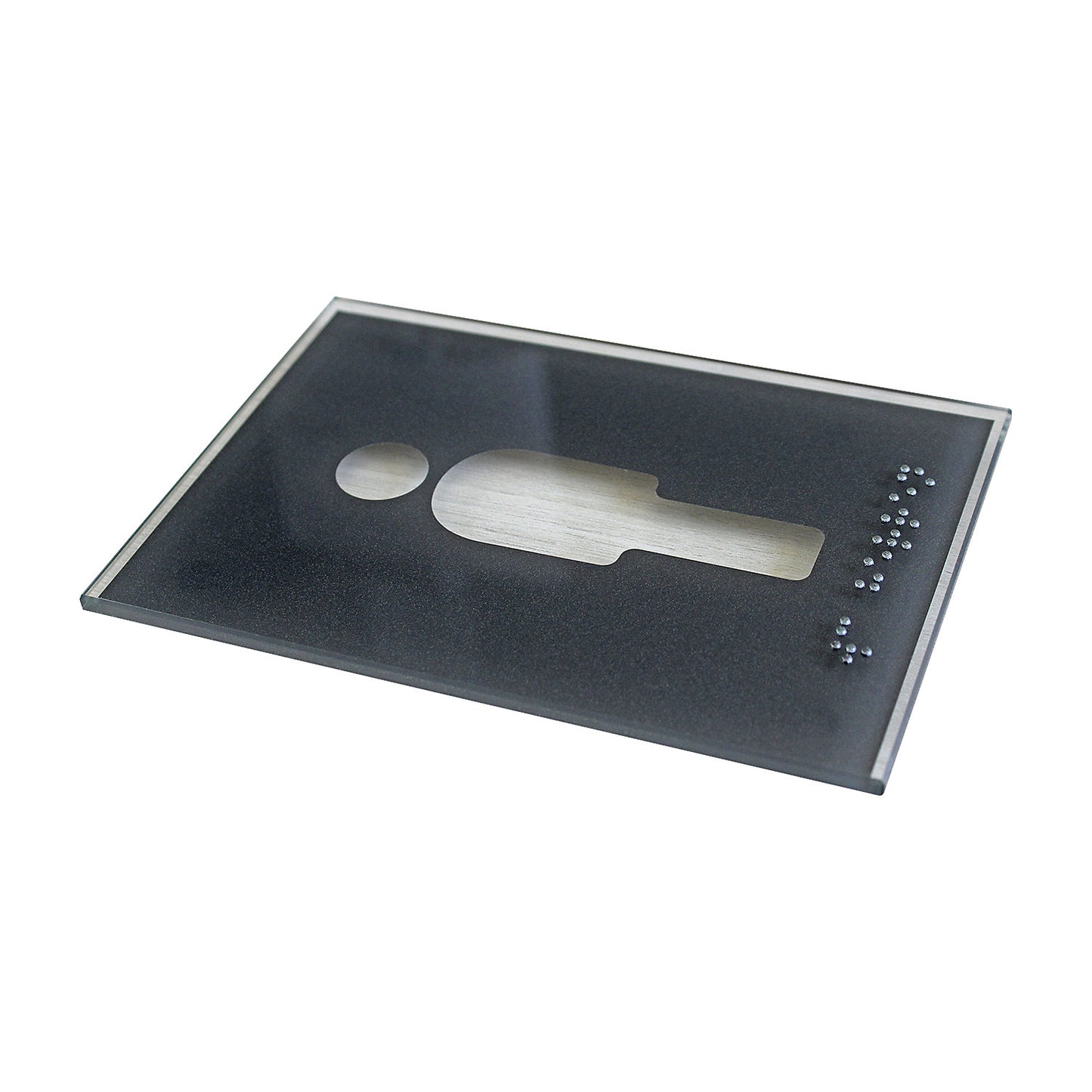 WC pictogram door sign, braille, HxW 148 x 105 mm, self-adhesive, inscription: Herren.