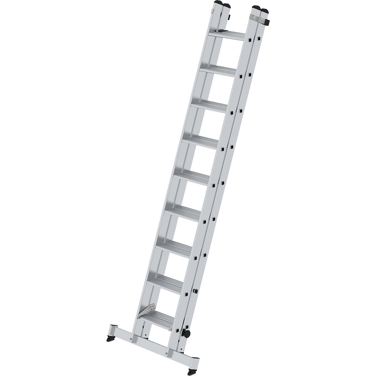Extending step ladder, 2-part, with nivello® beam, 18 steps.