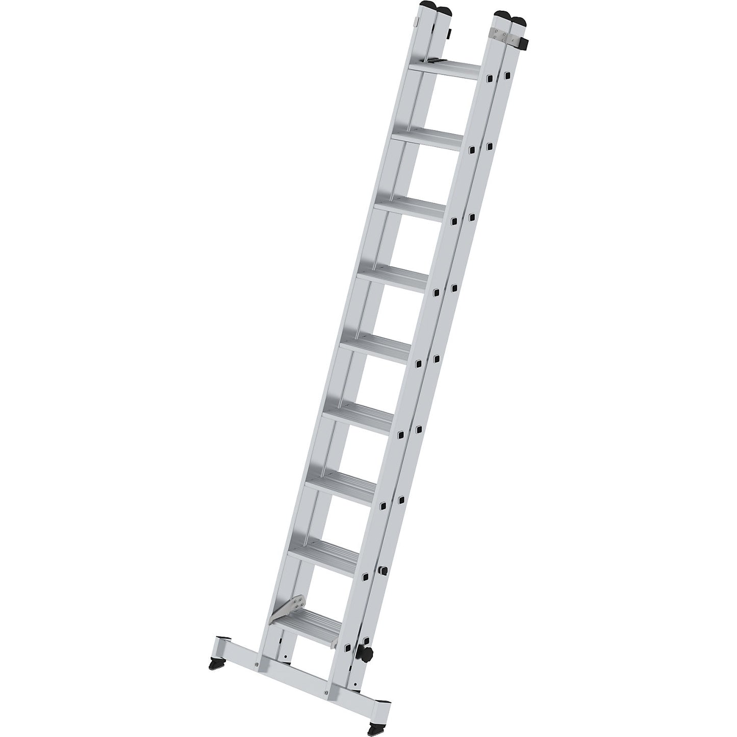 Extending step ladder, 2-part, with nivello® beam, 18 steps.