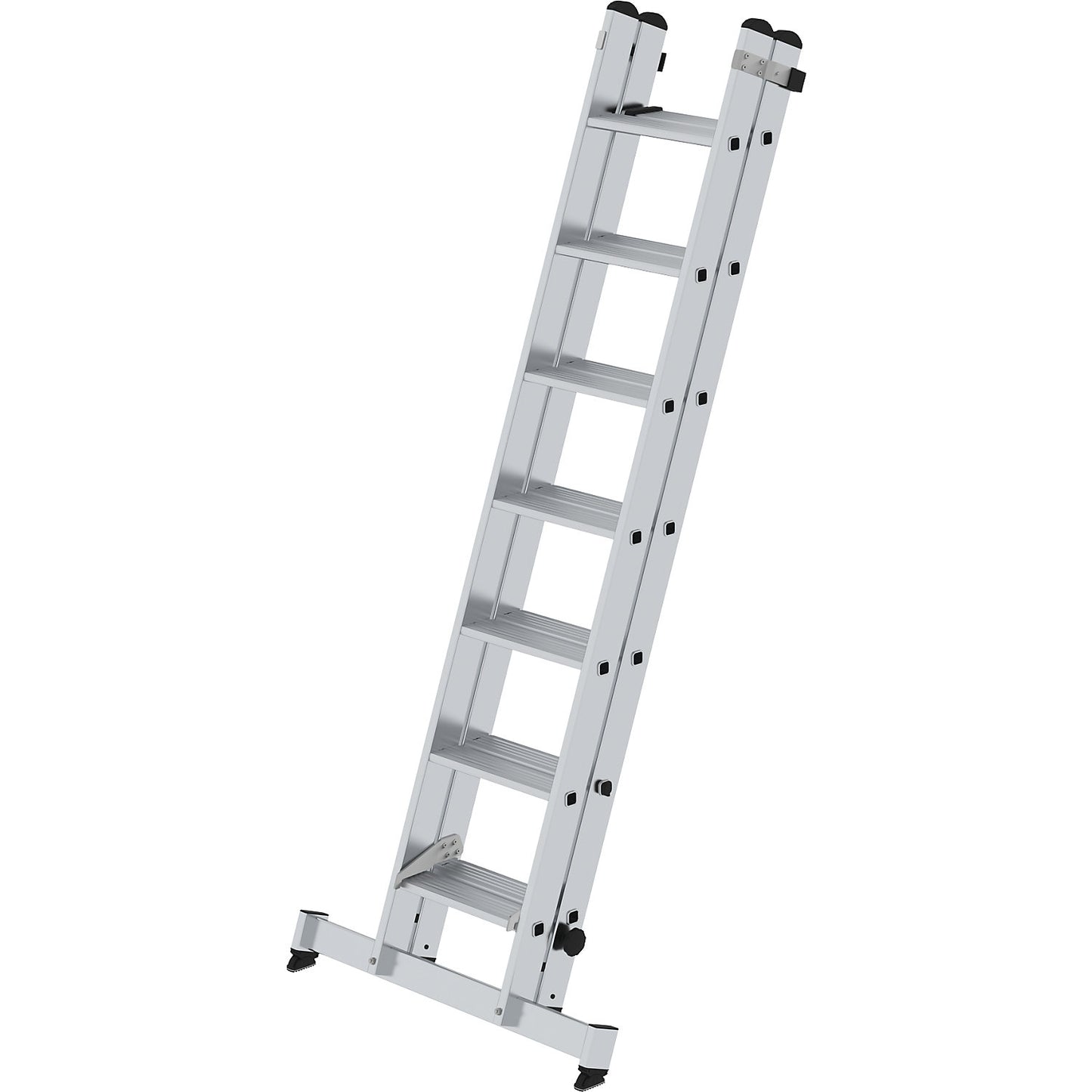Extending step ladder, 2-part, with nivello® beam, 14 steps.