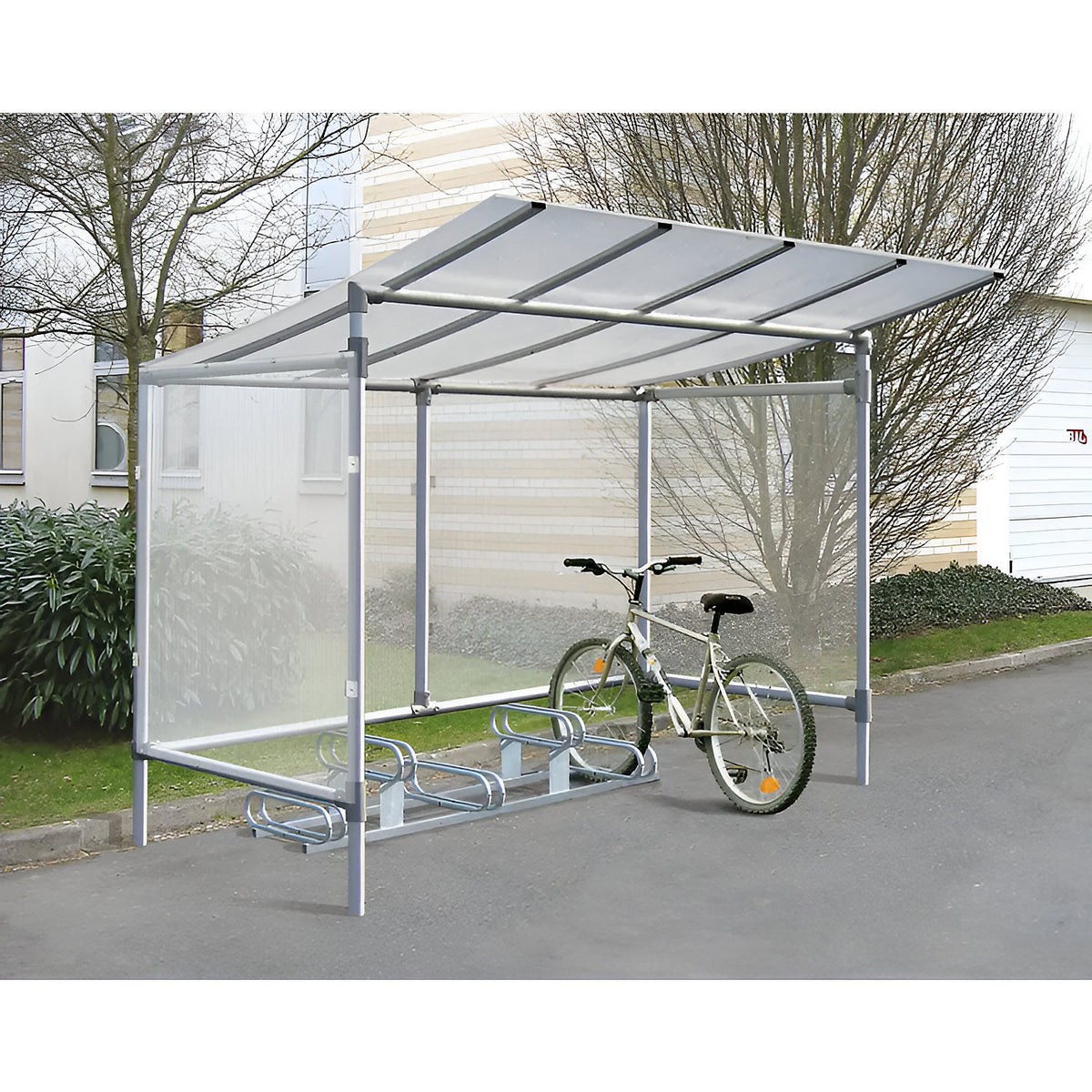 Staggered height bicycle rack, 5 parking spaces, hot dip galvanised.