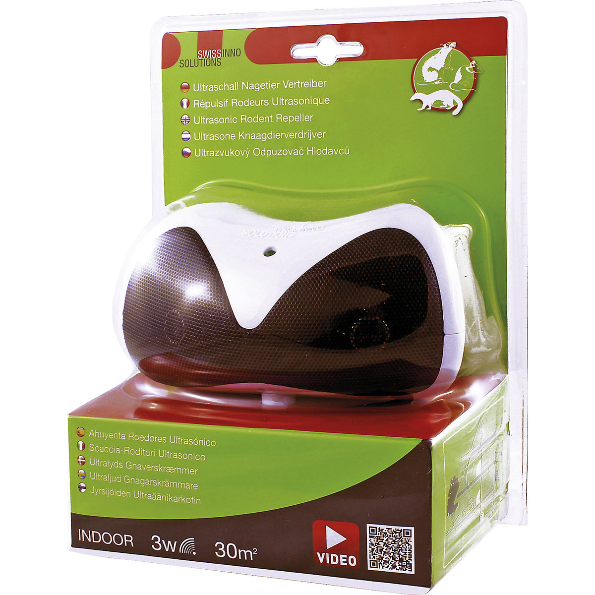 Ultrasonic pest repeller, against rodents, indoor, 30 m², 3 W.