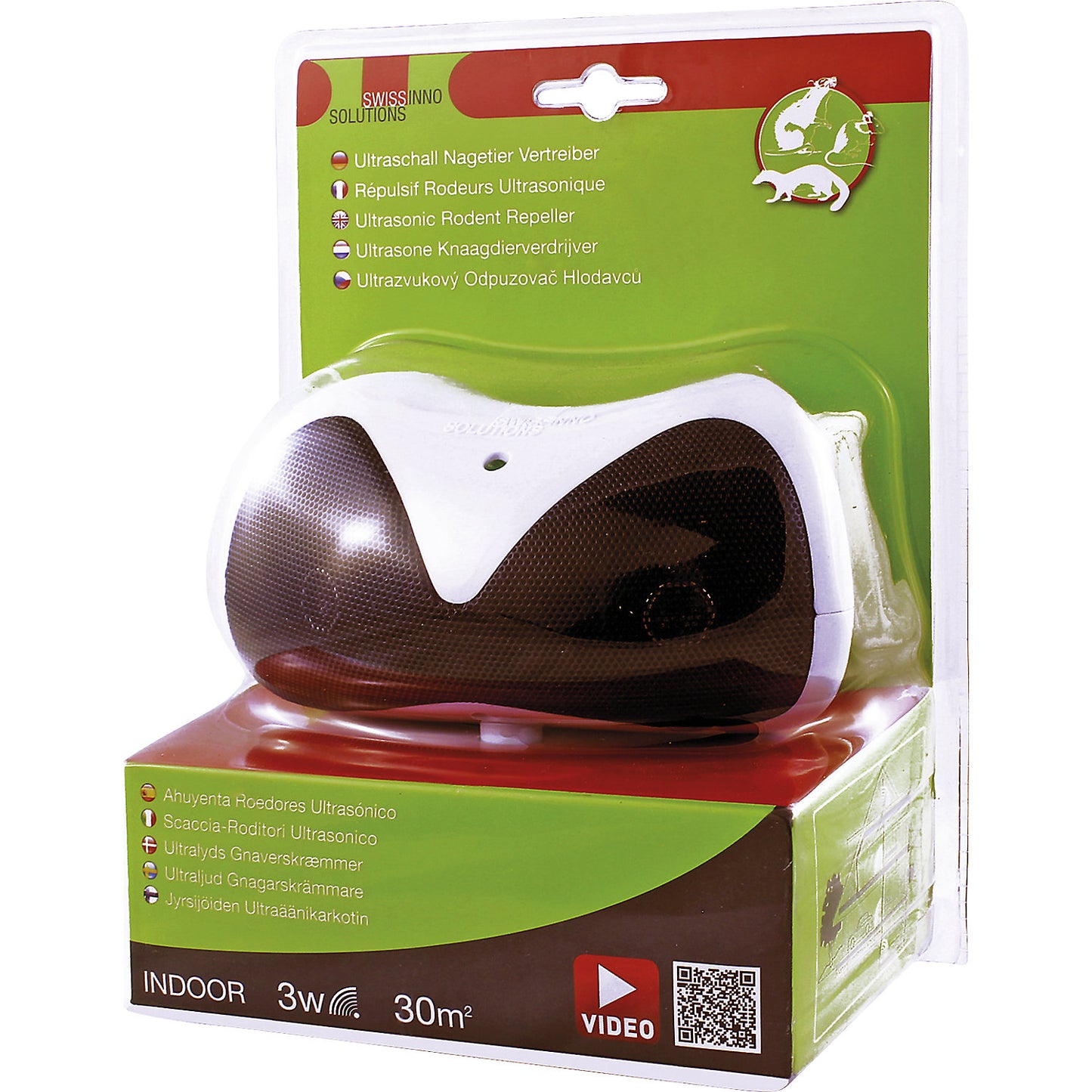 Ultrasonic pest repeller, against rodents, indoor, 30 m², 3 W.