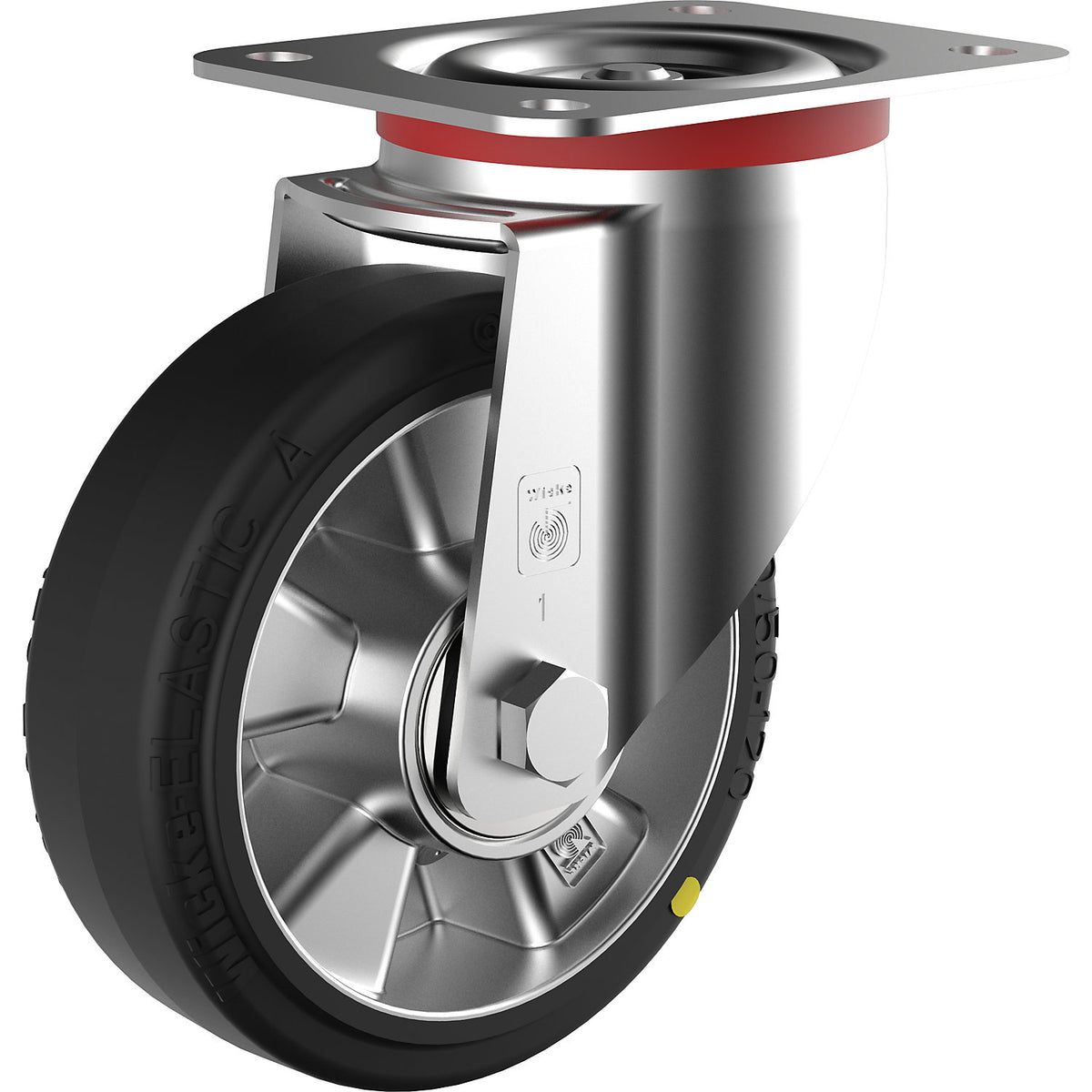 ESD elastic rubber tyre, wheel Ø x width 160 x 50 mm, max. load 400 kg, swivel castor.