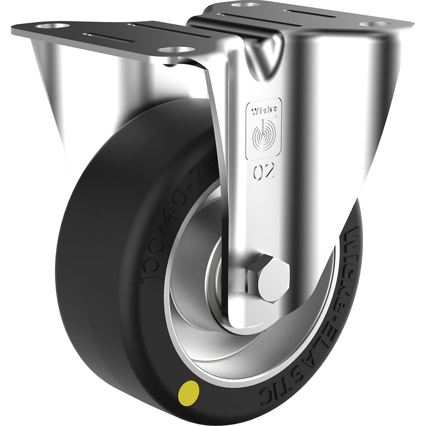 ESD elastic rubber tyre, wheel Ø x width 125 x 40 mm, max. load 200 kg, fixed castor.