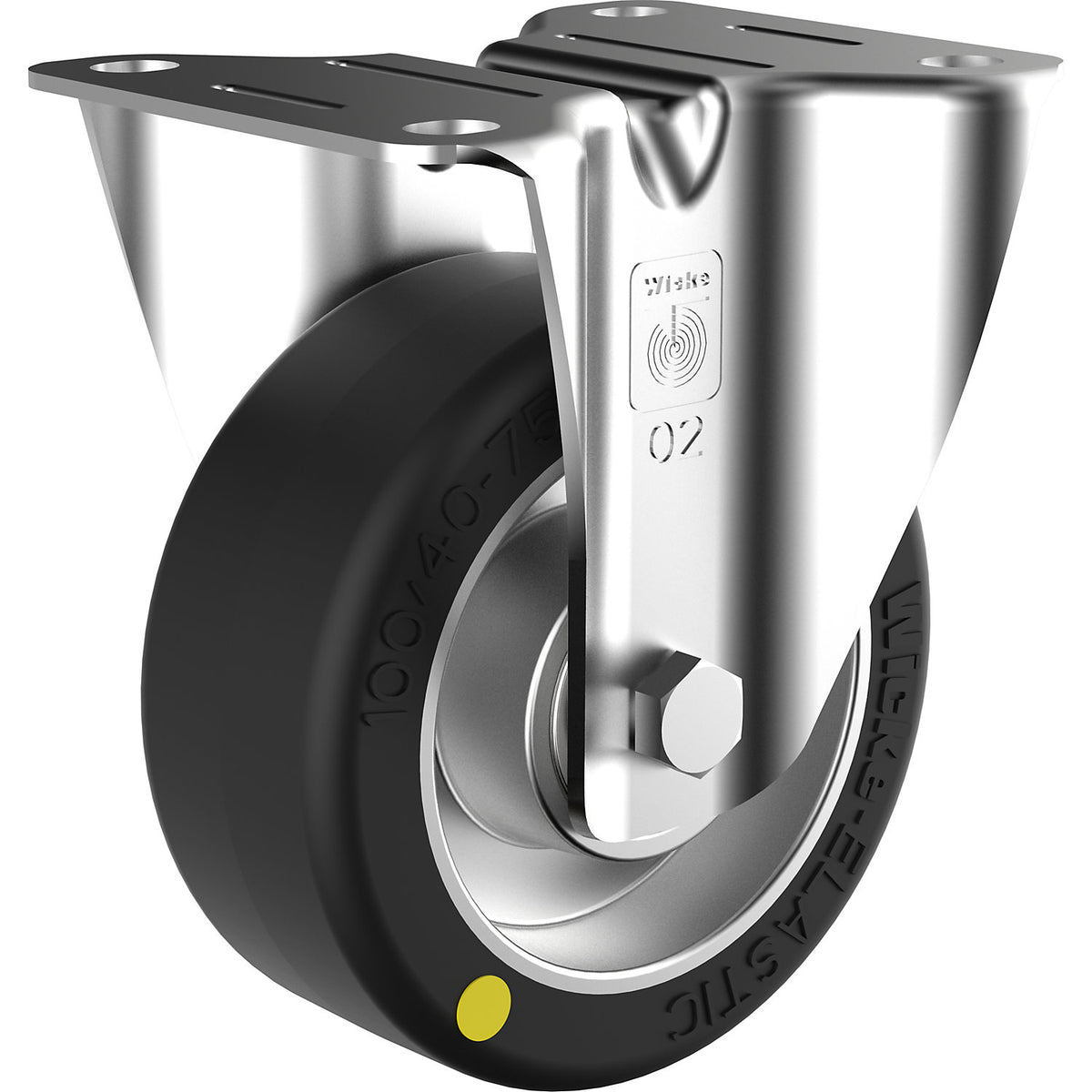 ESD elastic rubber tyre, wheel Ø x width 100 x 40 mm, max. load 200 kg, fixed castor.