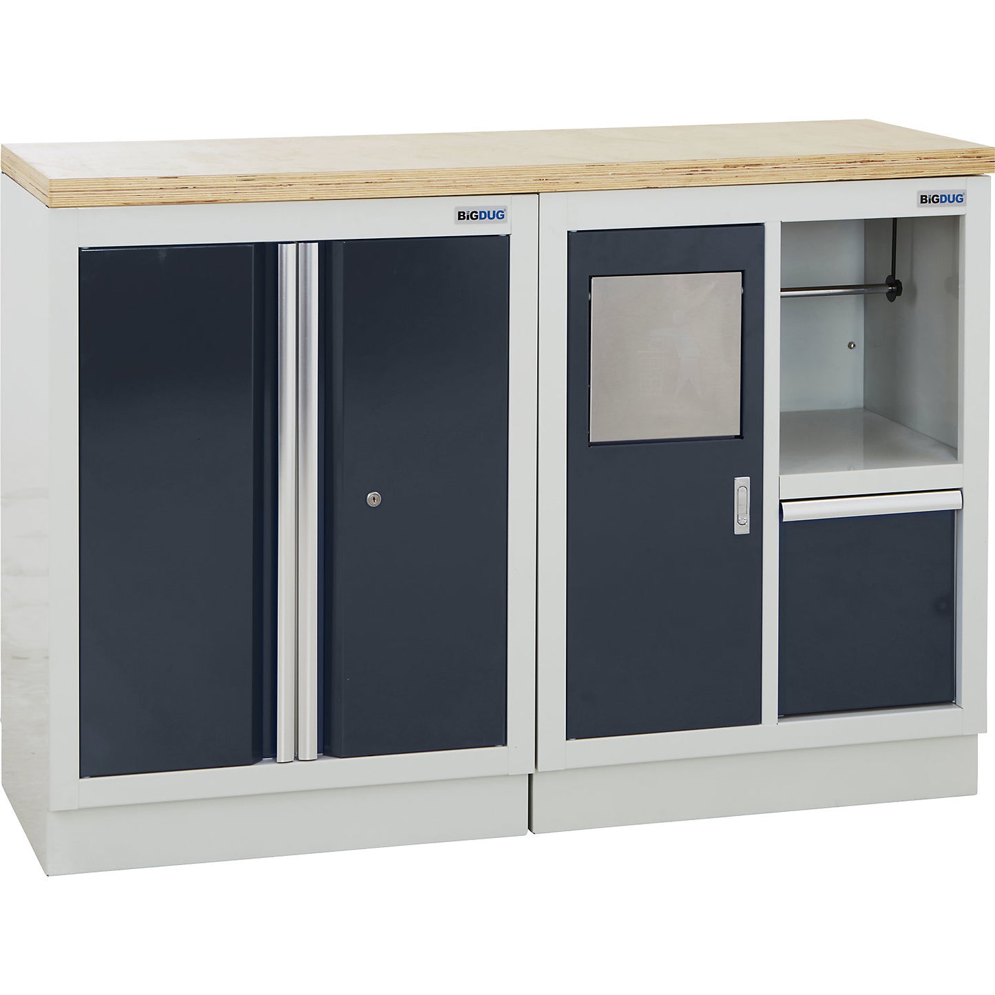 Cupboard system, 1 cupboard, 1 cleaning cupboard, charcoal.