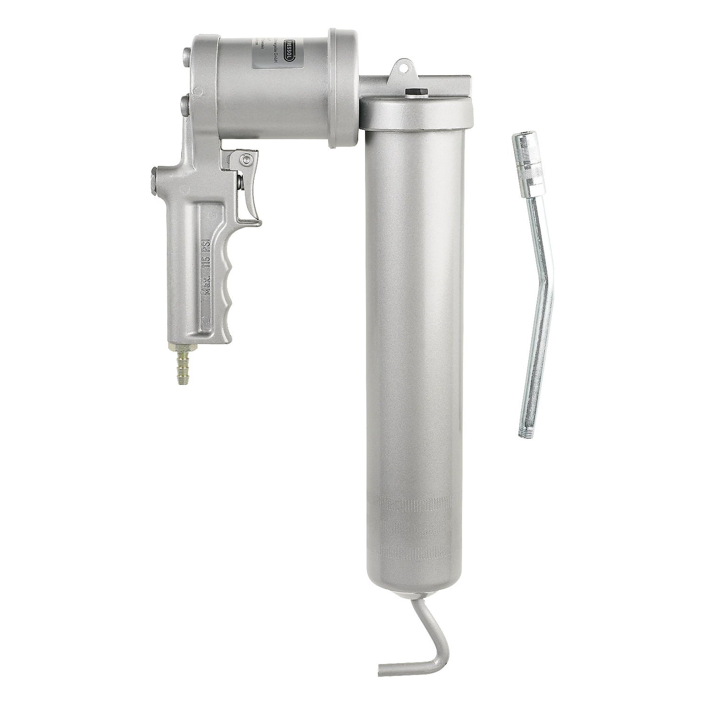 Pneumatic grease gun, for greases up to NLGI 2 at 20 °C, LxWxH 402 x 171 x 84 mm.