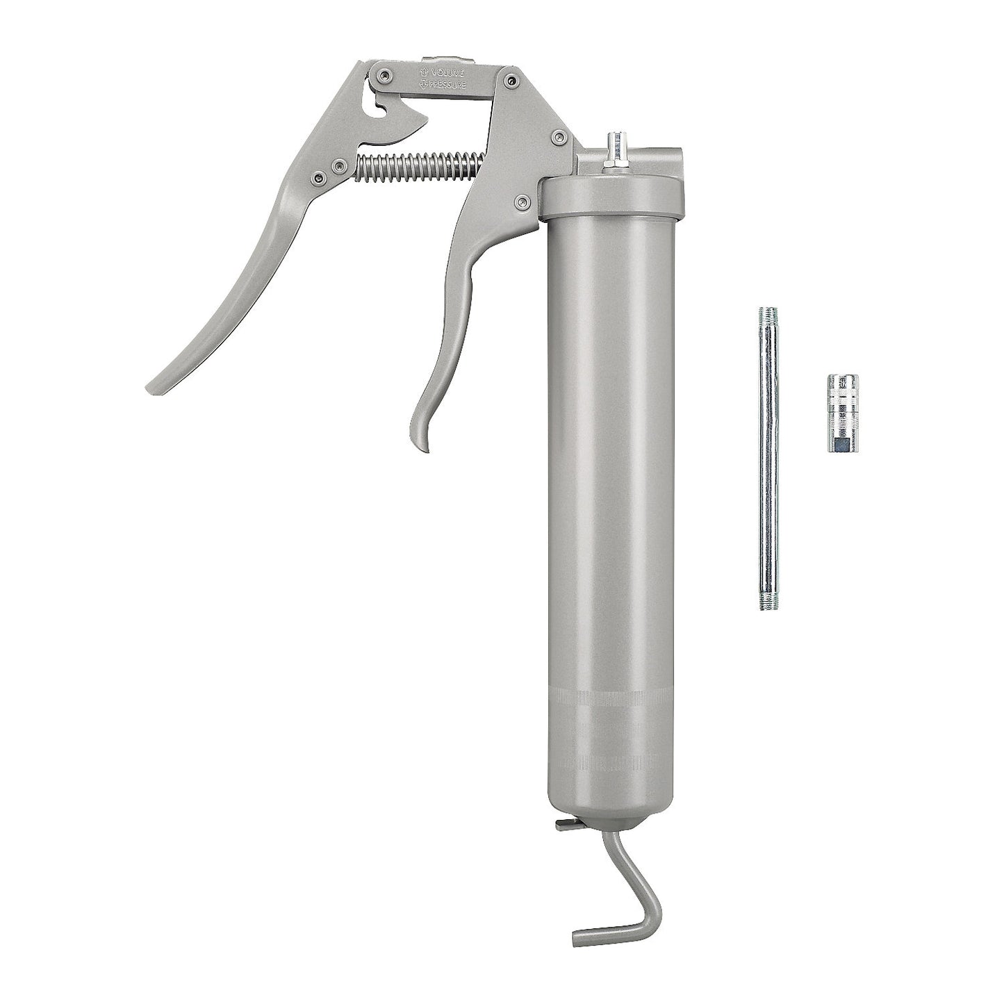 Single-hand grease gun, with nozzle tube and hydraulic mouthpiece, for greases up to NLGI 2 at 20 °C.