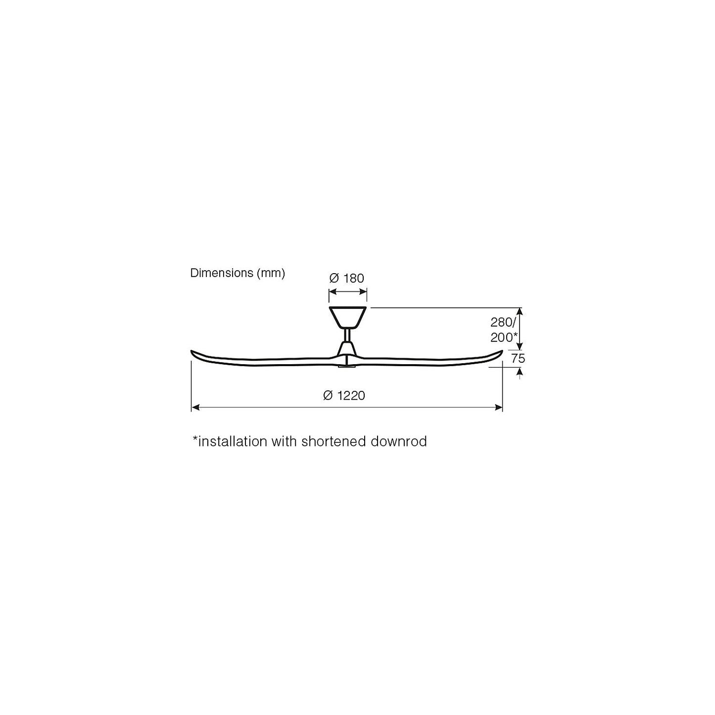 ECO GENUINO ceiling fan, rotor blade Ø 1220 mm, walnut / chrome.
