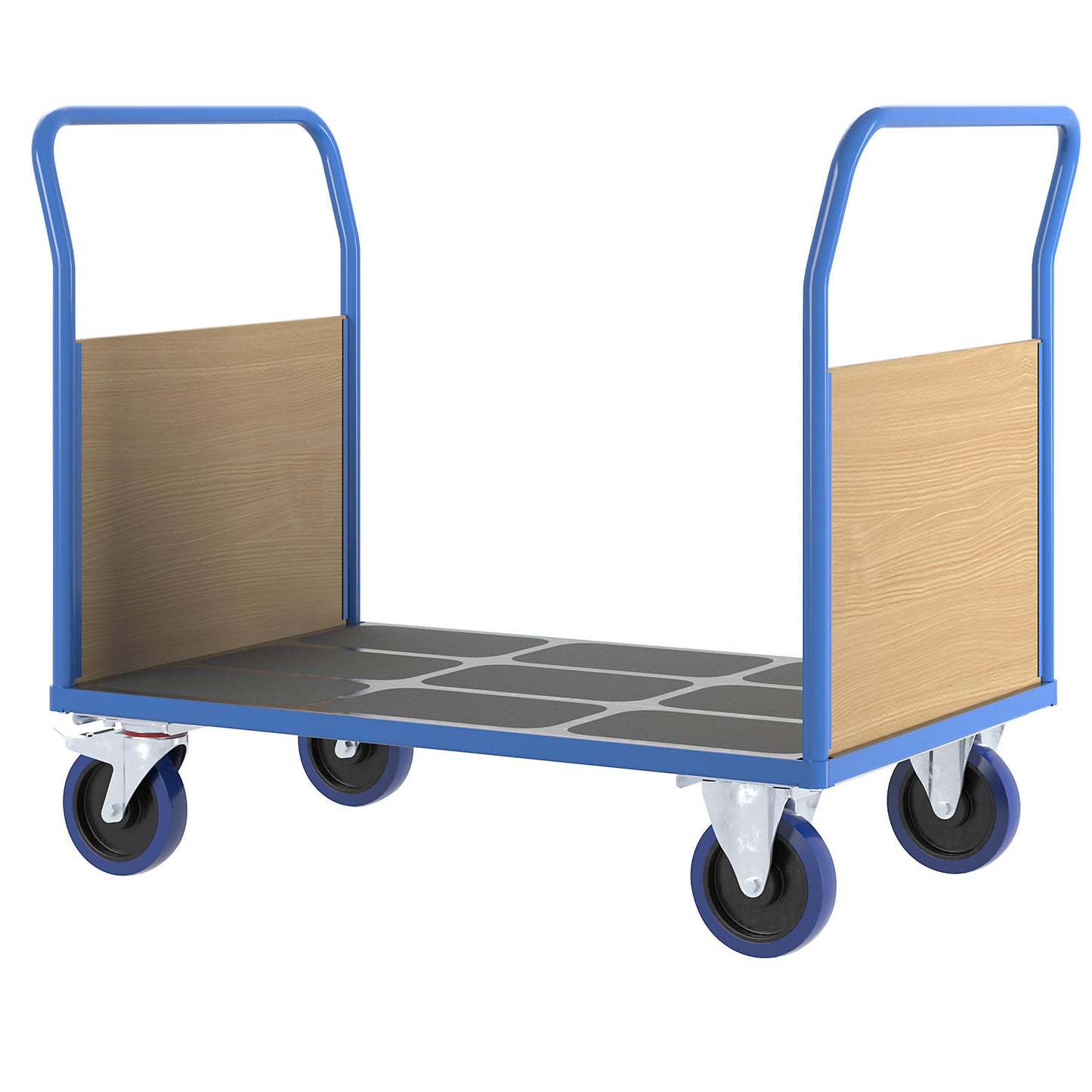 Platform truck with wooden panels, with 2 end panels, LxW 1150 x 800 mm, solid elastic.