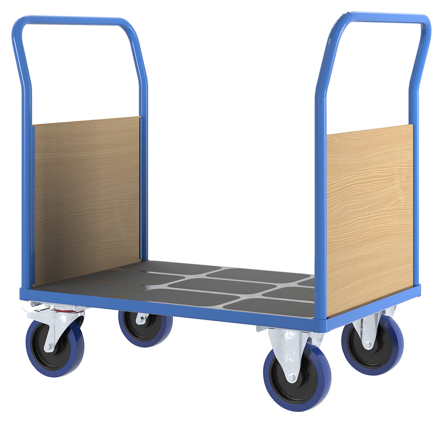 Platform truck with wooden panels, with 2 end panels, LxW 1150 x 700 mm, solid elastic.