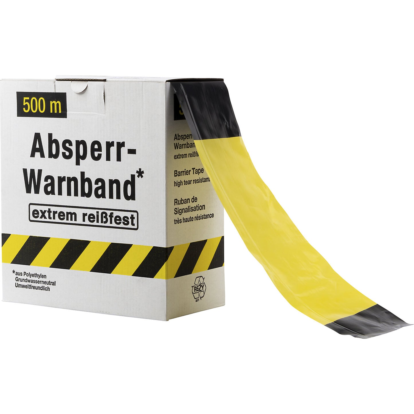 Barrier tape, extremely tear resistant, printed on both sides, black / yellow.