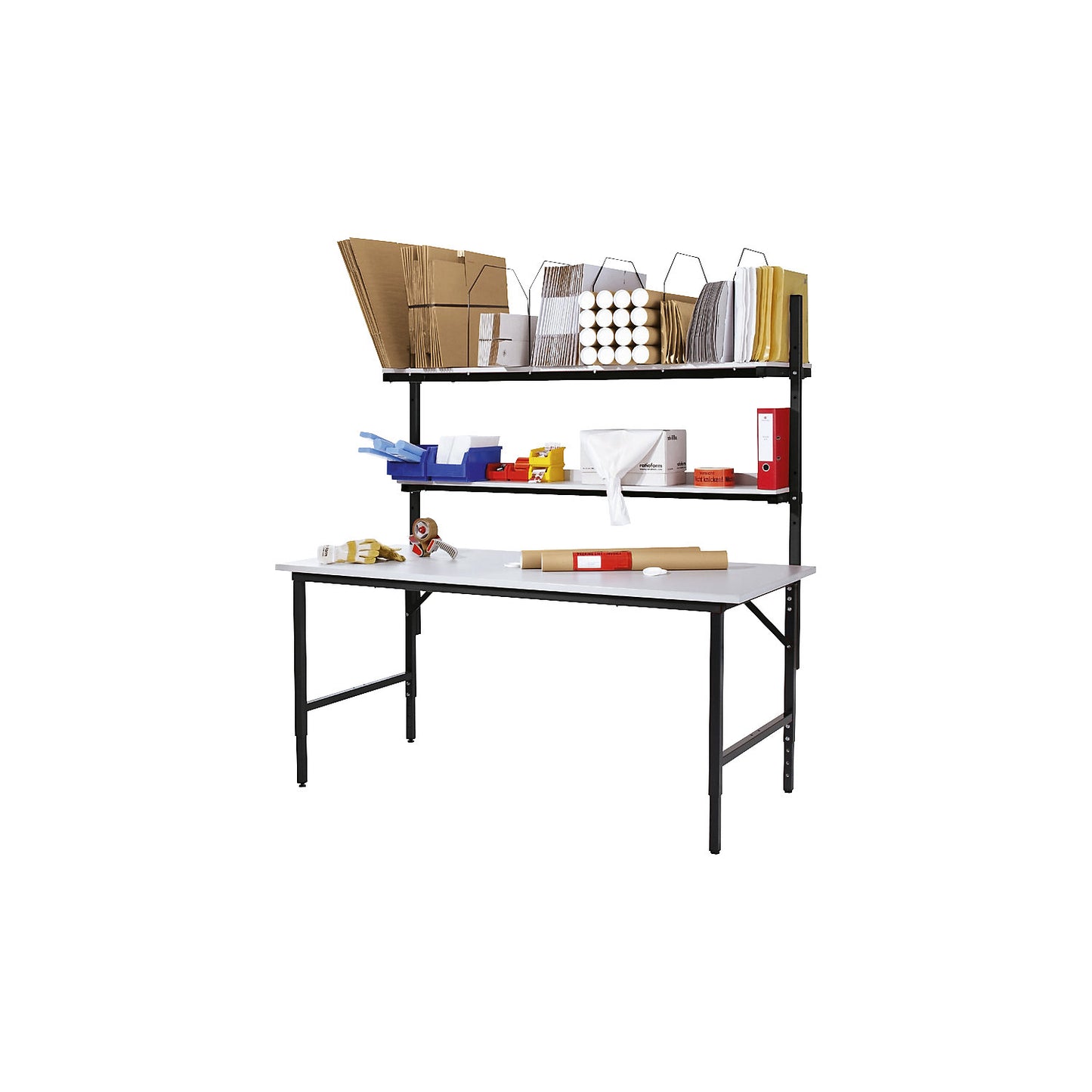 Packing table, height 850 mm, WxD 2000 x 900 mm.