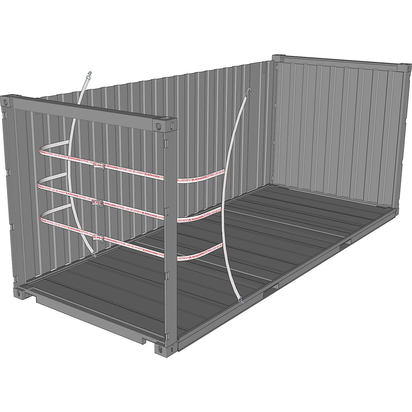 Container lashing system, 4000 daN, 1 vertical strap, 3 horizontal straps, pack of 2.