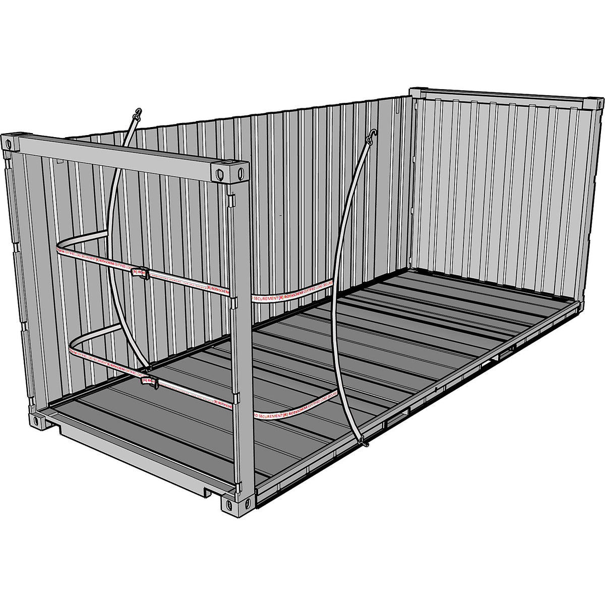 Container lashing system, 4000 daN, 1 vertical strap, 2 horizontal straps, pack of 2.