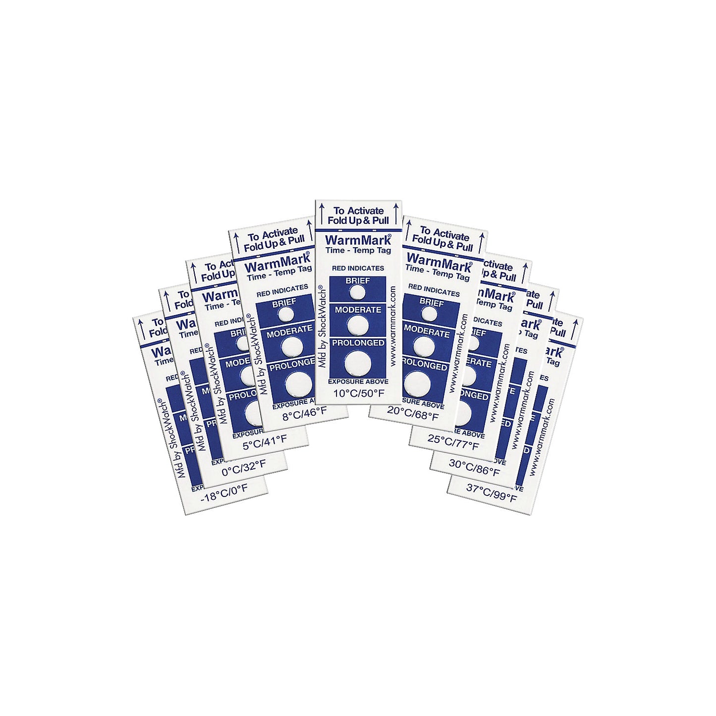WarmMark® temperature and time indicator, irreversible, pack of 10, temperature limit 30 °C.