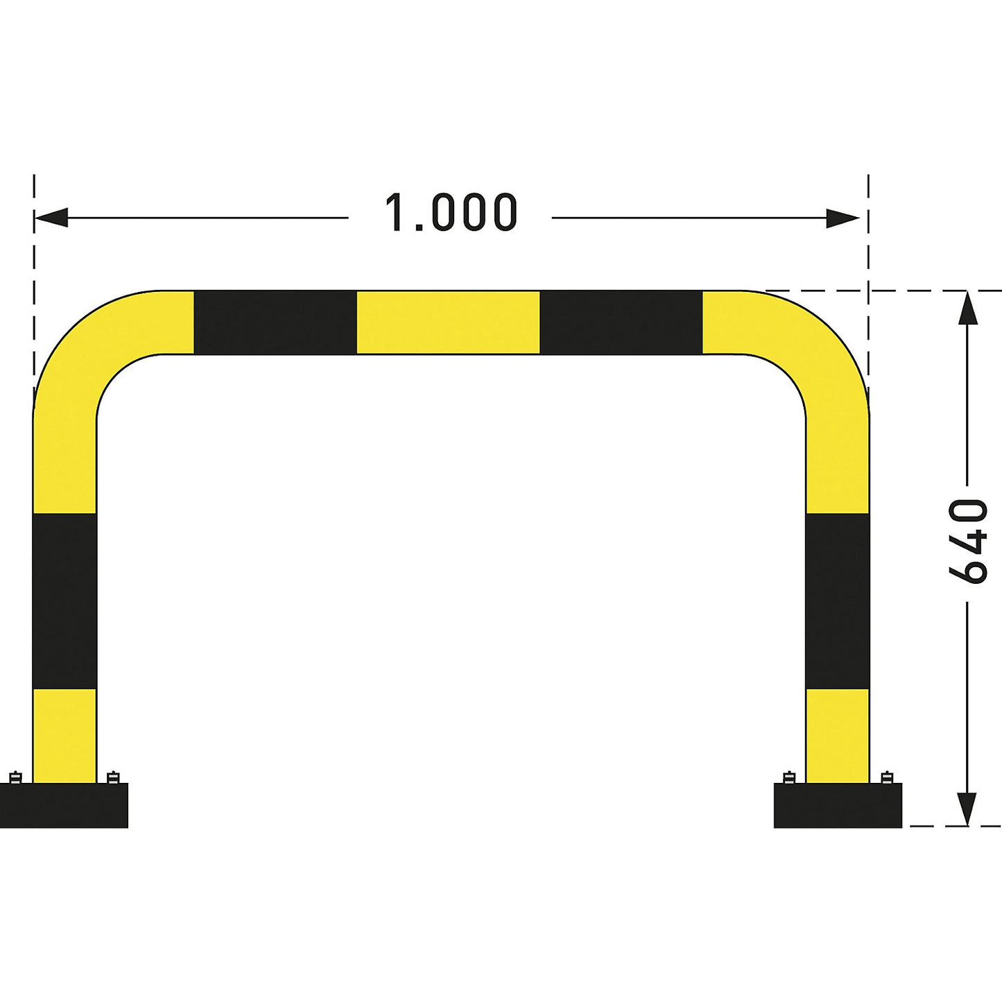 Impact protection guard, steel, Ø 76 mm, with spring element, for indoor use, HxW 640 x 1000 mm.