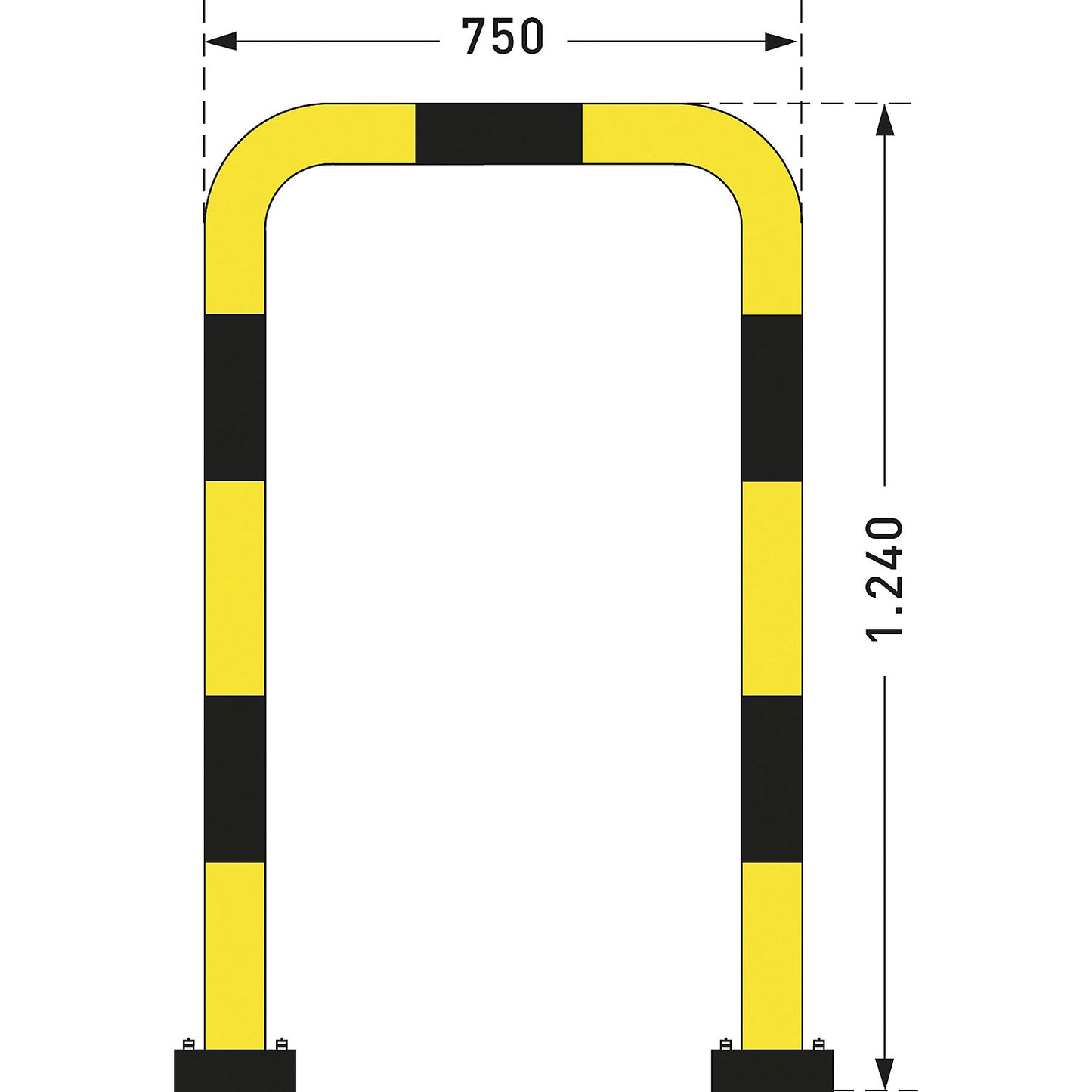 Impact protection guard, steel, Ø 76 mm, with spring element, for outdoor use, HxW 1240 x 750 mm.