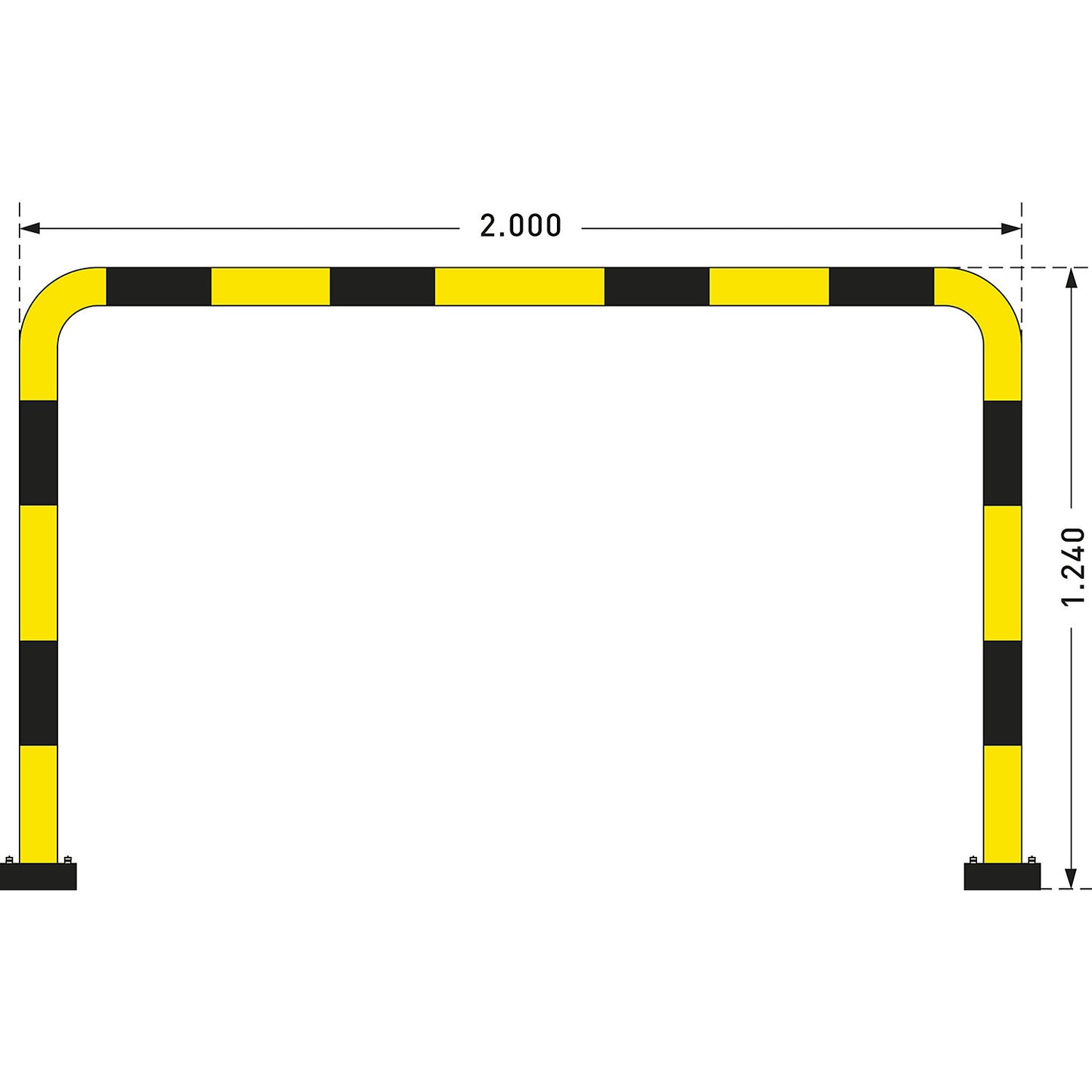 Impact protection guard, steel, Ø 76 mm, with spring element, for outdoor use, HxW 1240 x 2000 mm.