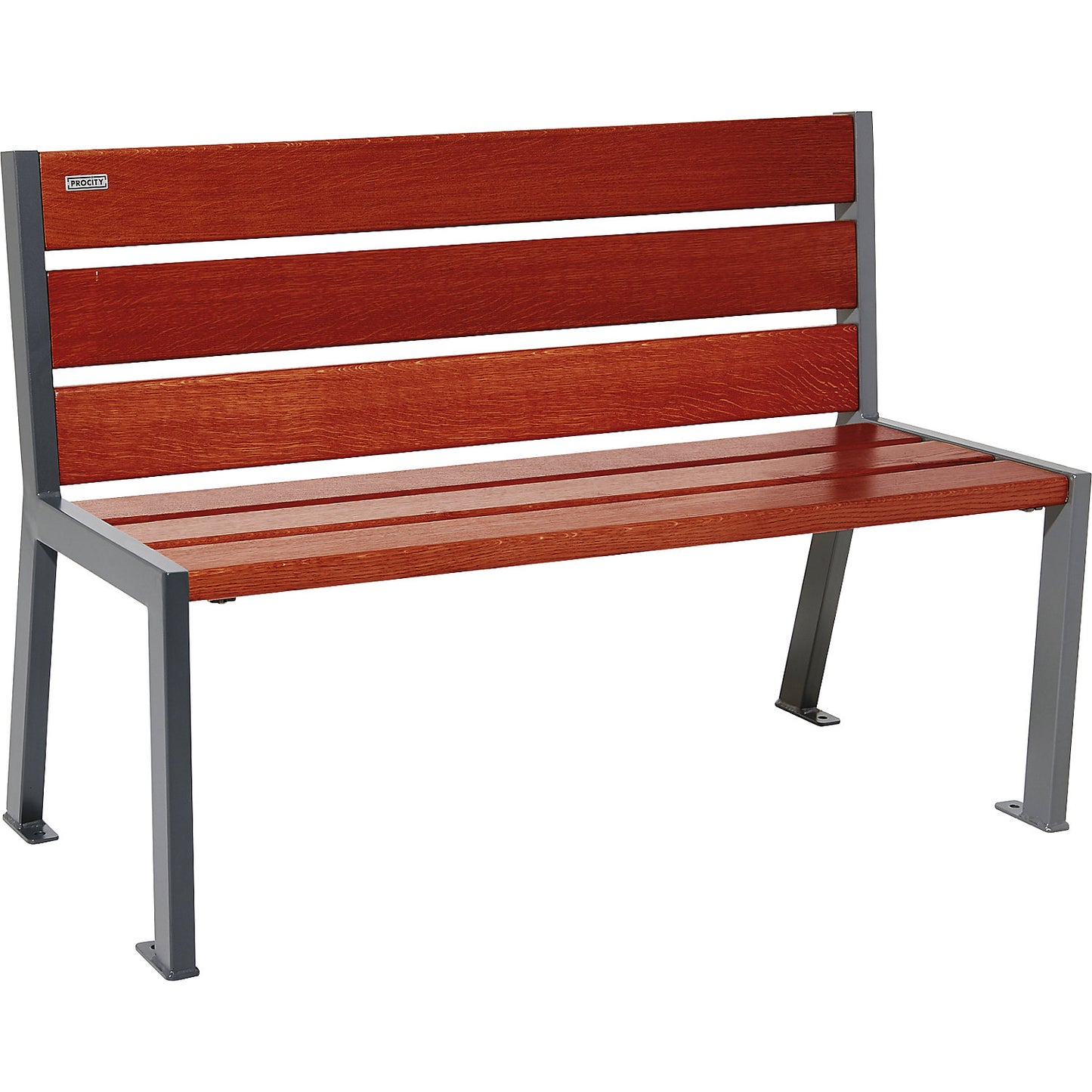 SILAOS® bench made of wood, with back rest, length 1200 mm, mahogany.