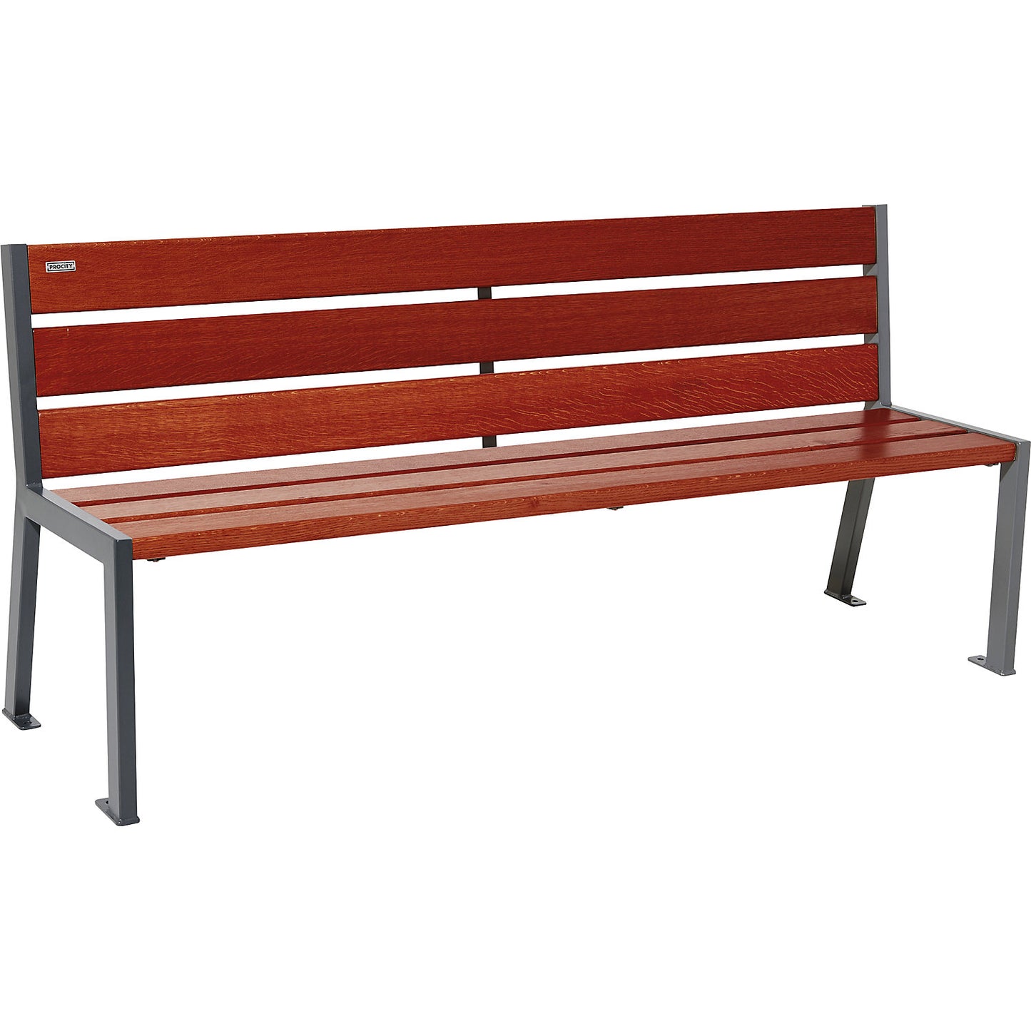 SILAOS® bench made of wood, with back rest, length 1800 mm, mahogany.