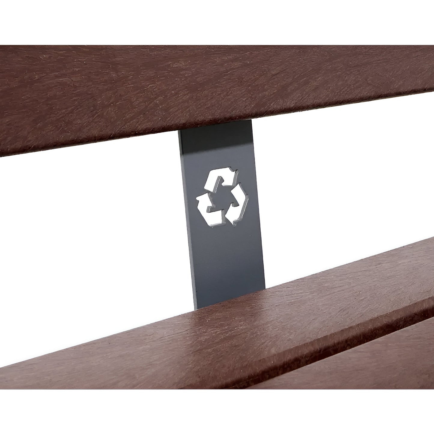 SILAOS® bench made of recycled plastic, with back rest, charcoal, brown, 6 seat and back rest planks.