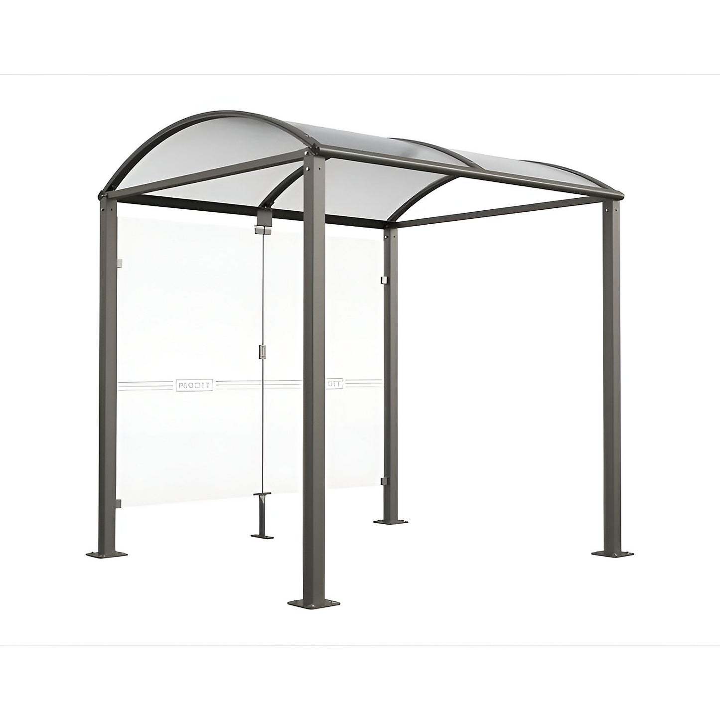 Bicycle shelter with glass, standard model + extension with rear cladding/side panels, charcoal.