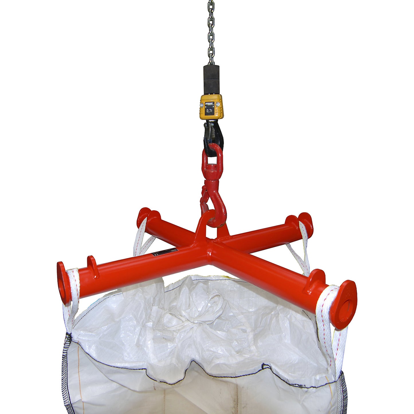 Beam for big bags, max. load 2000 kg, flame red RAL 3000.