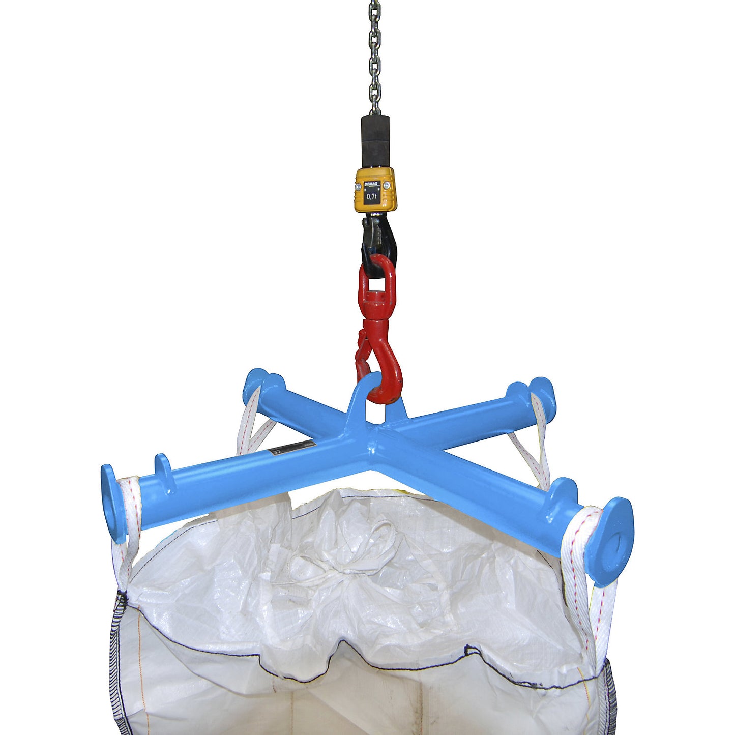 Beam for big bags, max. load 2000 kg, light blue RAL 5012.