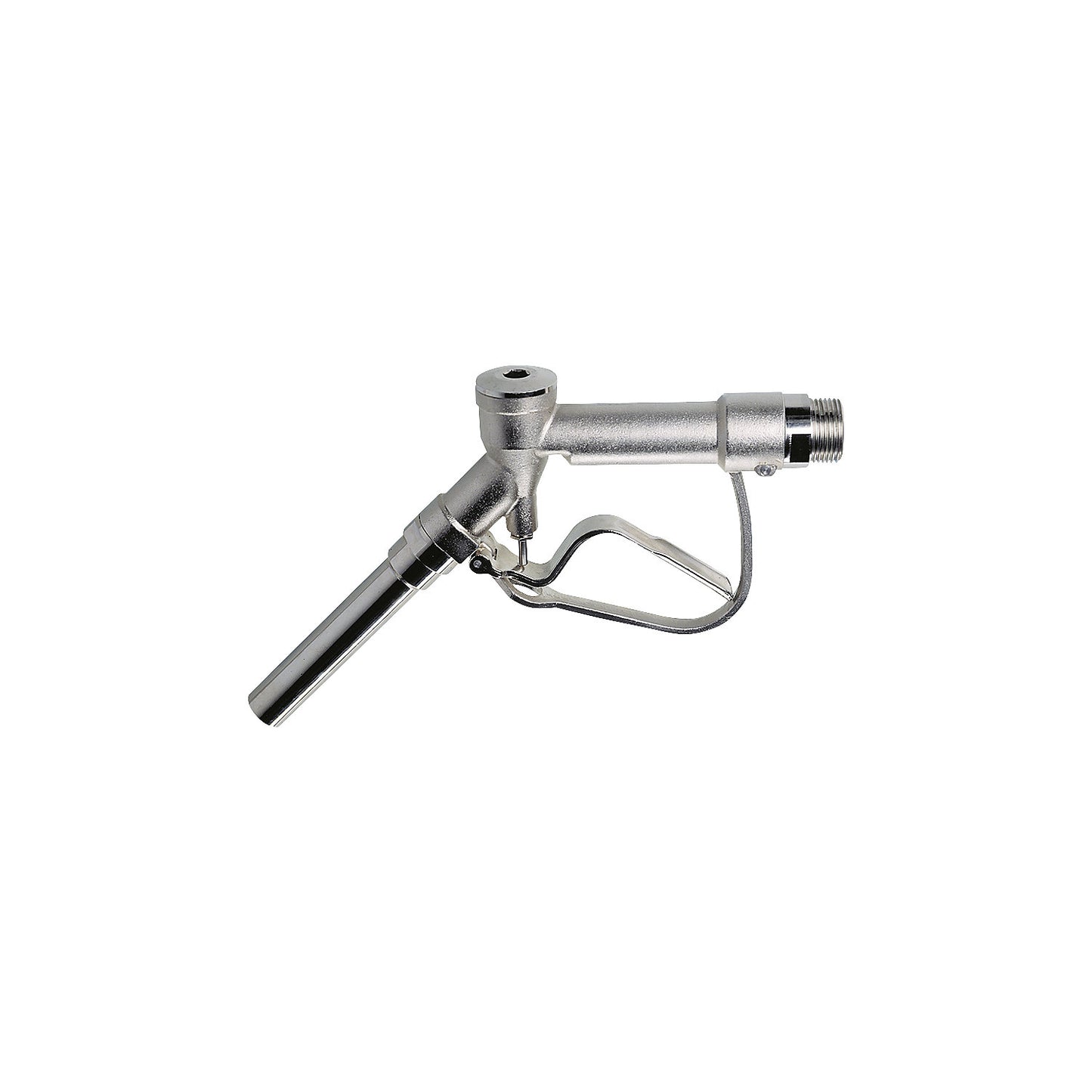 Manual pump pistol, nickel plated brass, seals made of PTFE, with 1 1/4'' external thread.