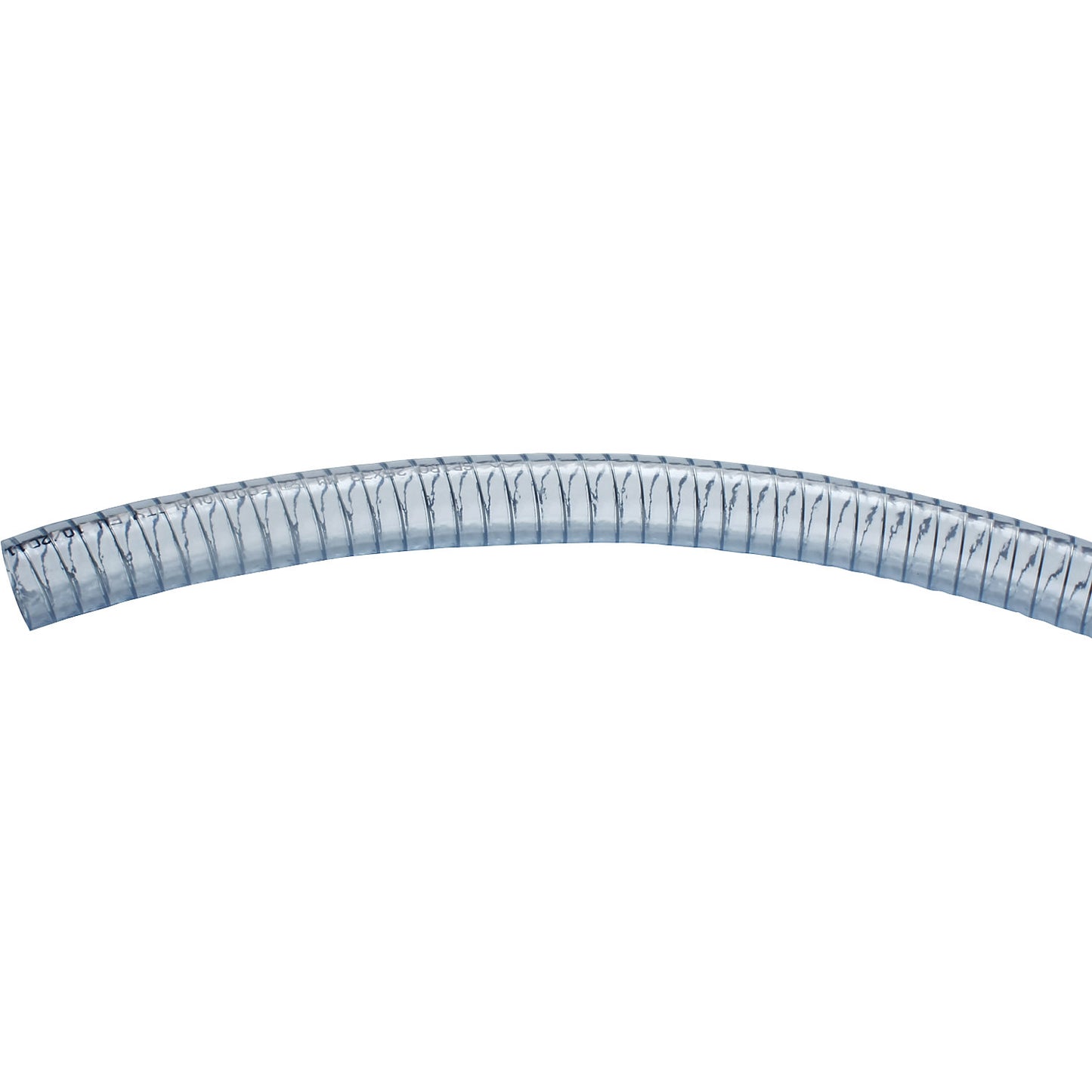 PVC hose, clear with steel spiral, 5 bar, per metre, 1'', internal Ø 25 mm.