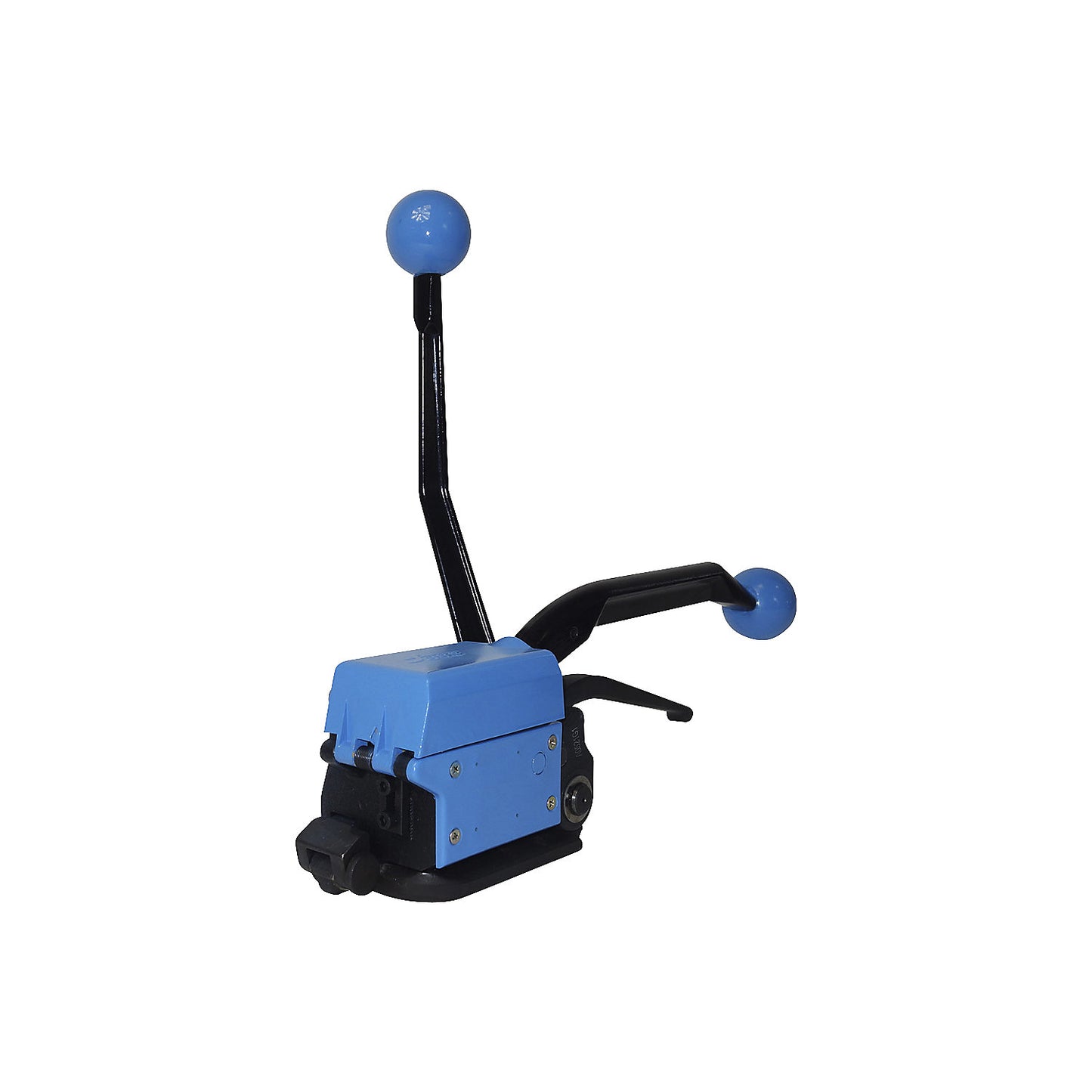 Tensioning and sealing device for steel strapping, manual, no seals, for strap width 13, 16, 19 mm.
