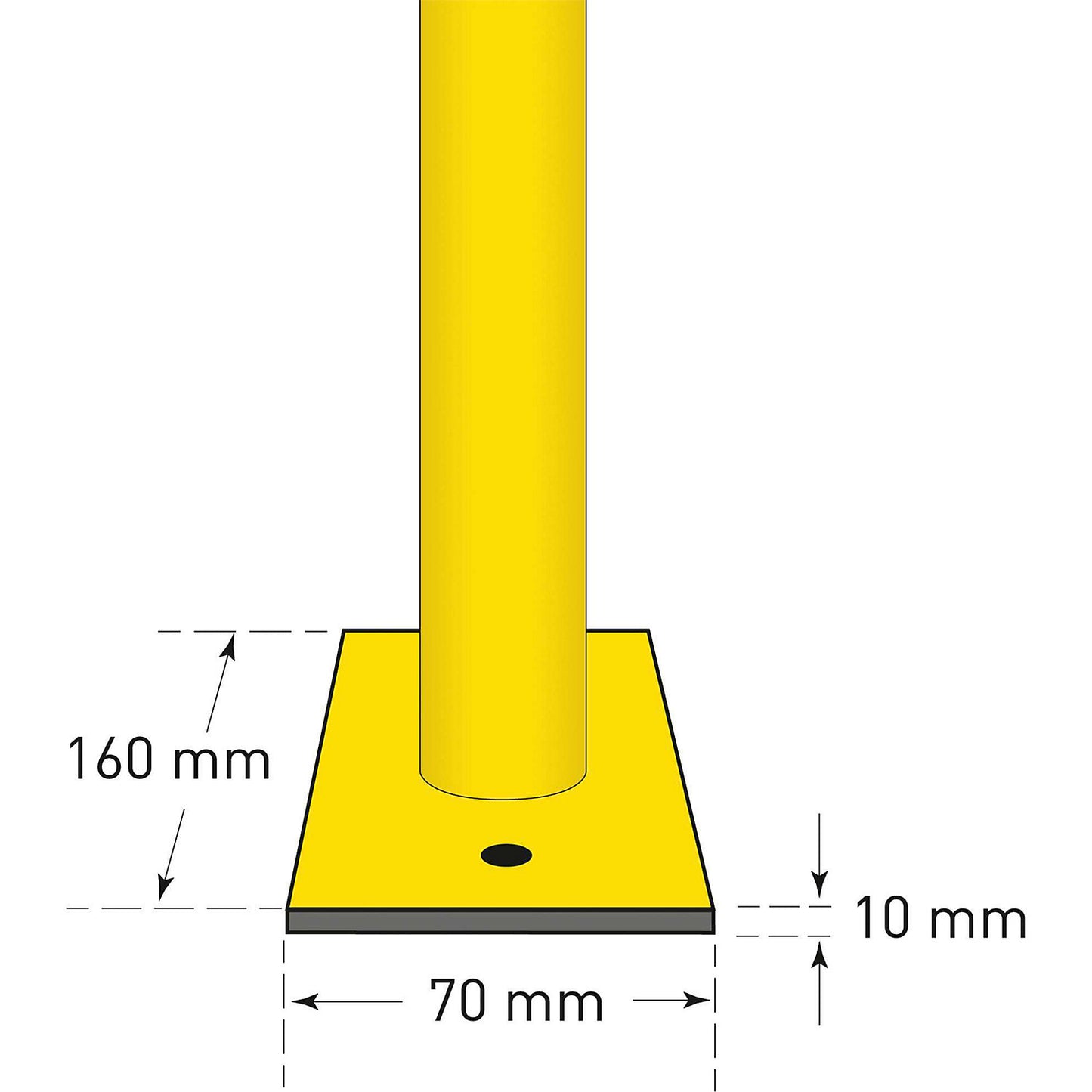 Protective barrier rail, steel, Ø 48 mm, for bolting in place, width 2000 mm, plastic coated.