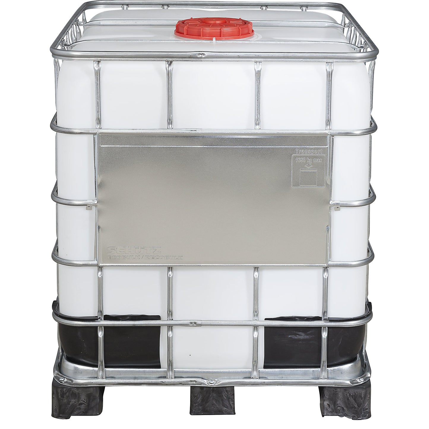 RECOBULK IBC container, UN approval, capacity 1000 l, on PE pallet, NW opening 225 mm / NW outlet 50 mm.