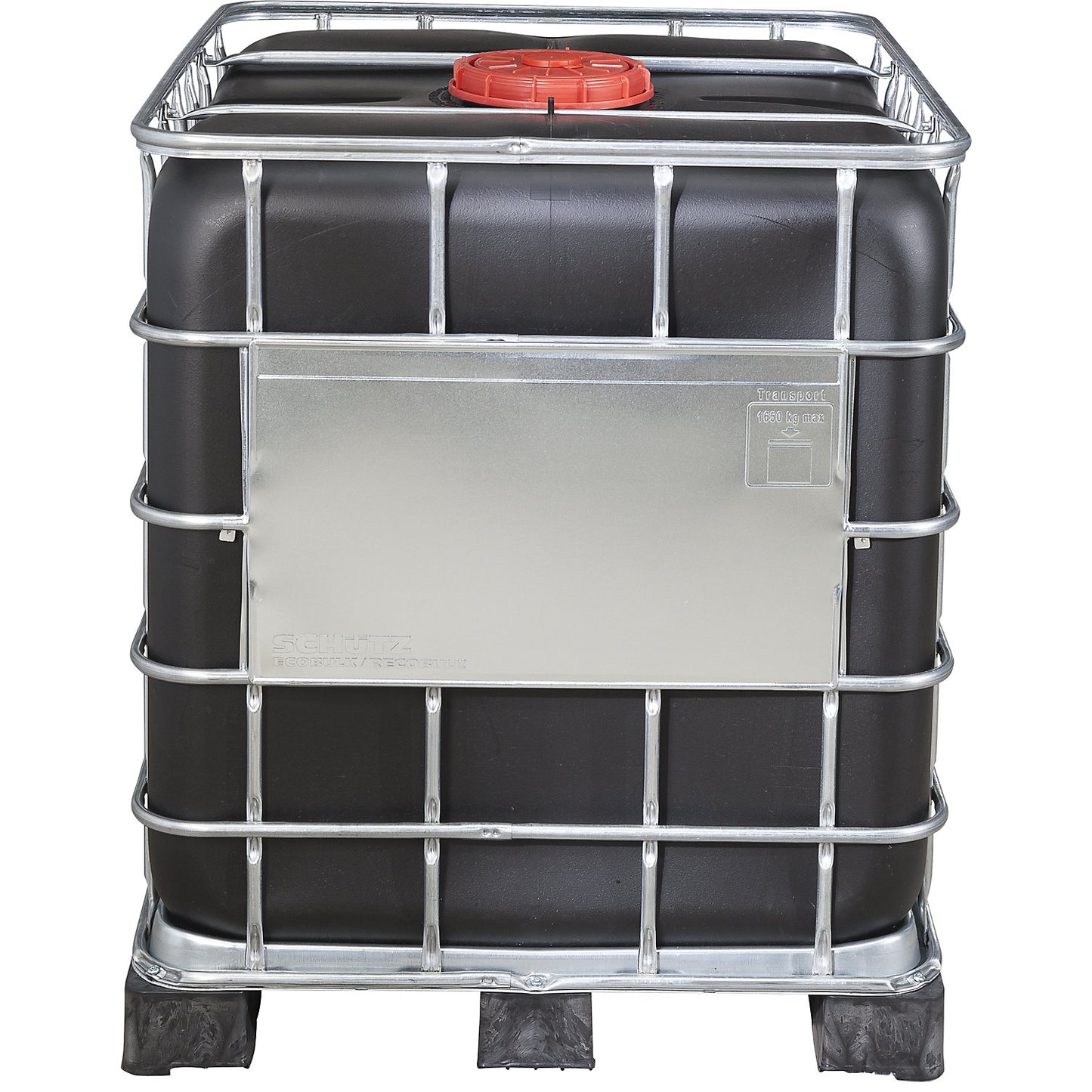 RECOBULK IBC container with UV protection, UN approval, capacity 1000 l, on PE pallet, NW opening 225 mm / NW outlet 50 mm.