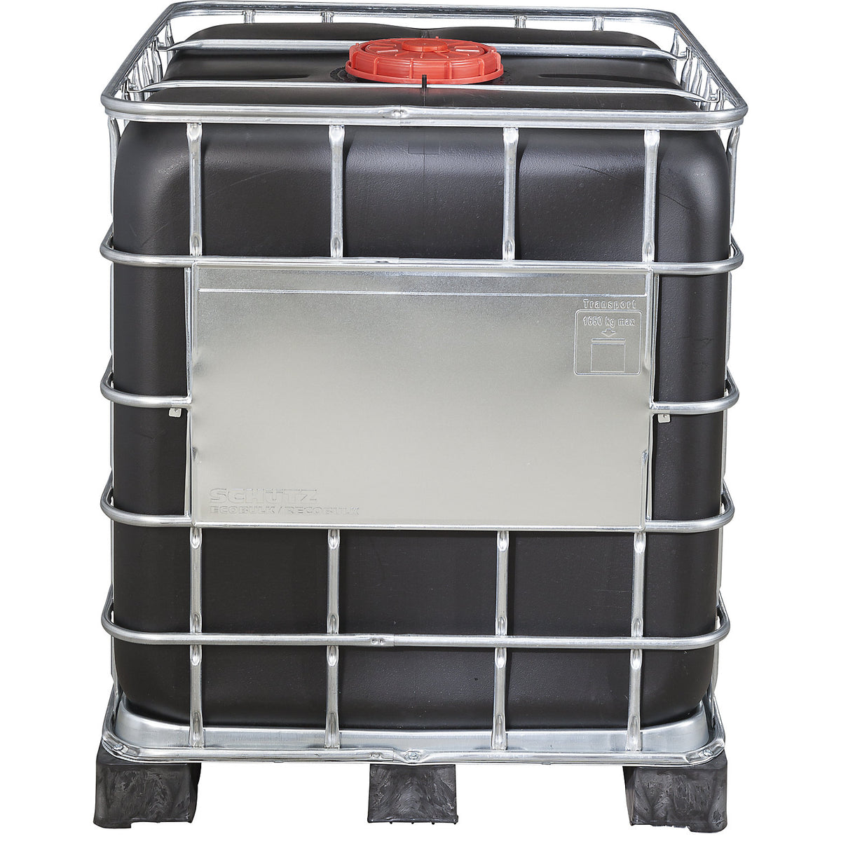 RECOBULK IBC container with UV protection, UN approval, capacity 1000 l, on PE pallet, NW opening 225 mm / NW outlet 50 mm.