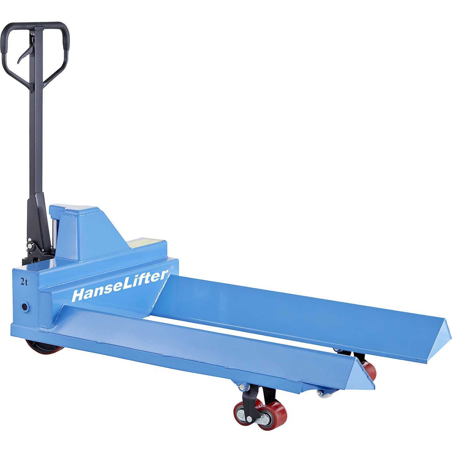 Roll pallet truck, lifting range 180 - 300 mm, max. load 2000 kg.