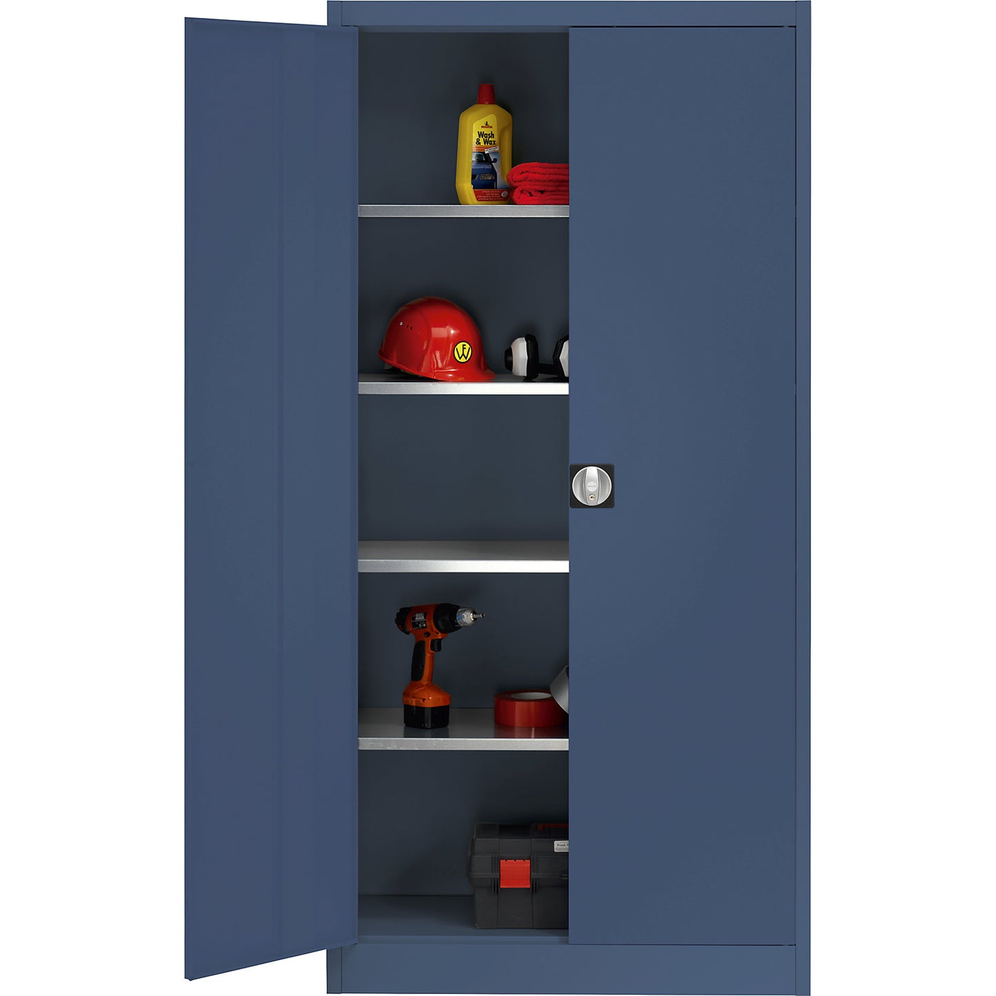 Storage cupboard, HxWxD 1950 x 950 x 420 mm, blue.