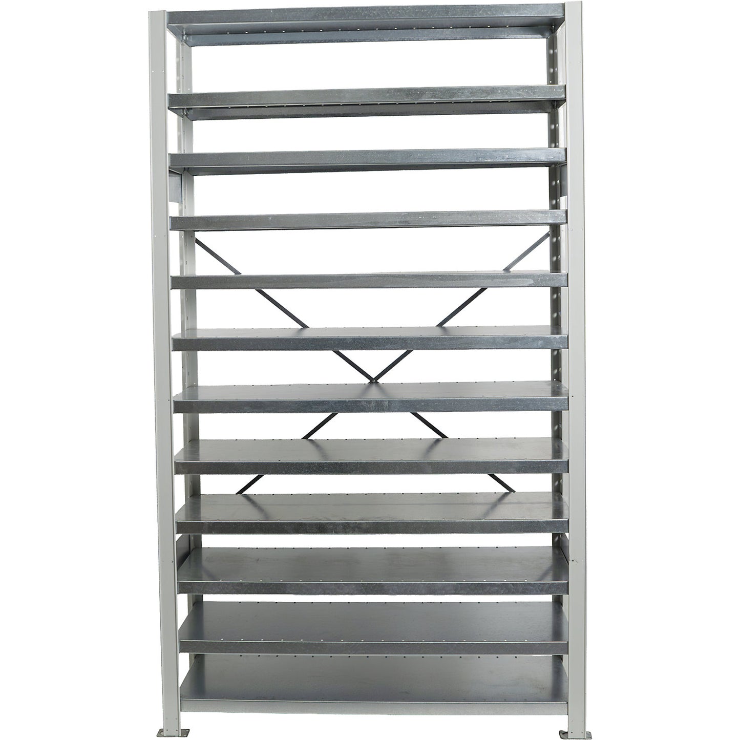 Boltless shelving unit for shelf bins, HxW 1790 x 1000 mm, basic shelf unit, depth 300 mm, without bins.